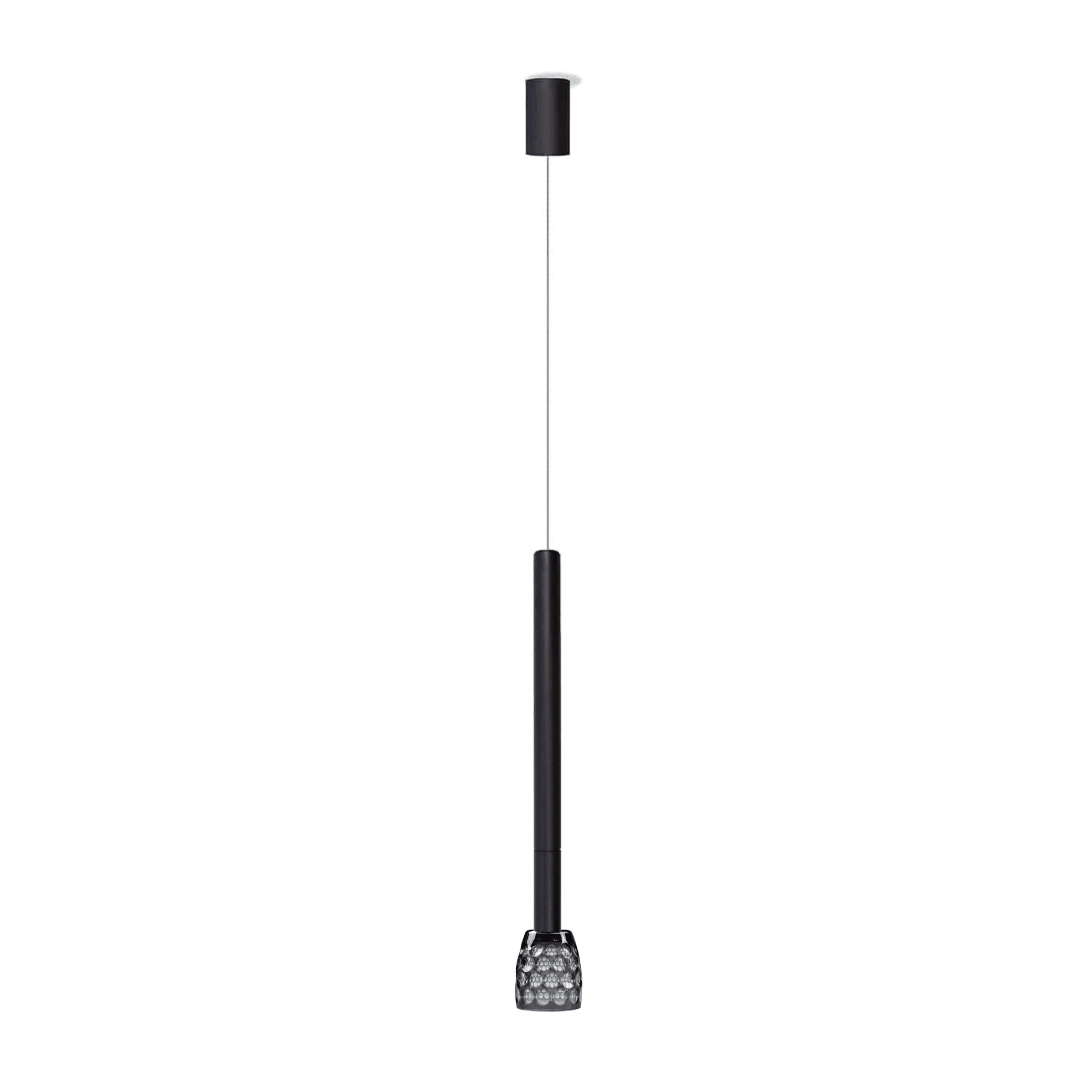 Lampa wisząca TENEBRA czarny Contardi 2 m klosz kryształowy szary Eye on Design