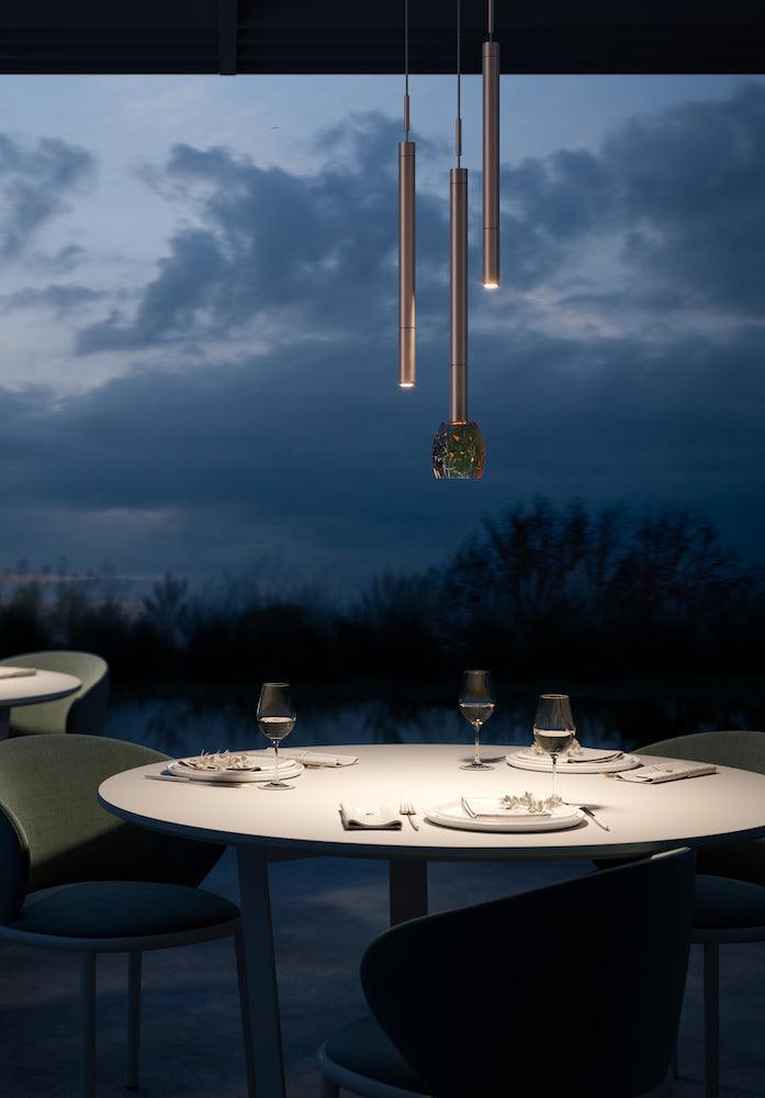 Lampa wisząca zewnętrzna TENEBRA BATTERY srebrny na taras i do ogrodu