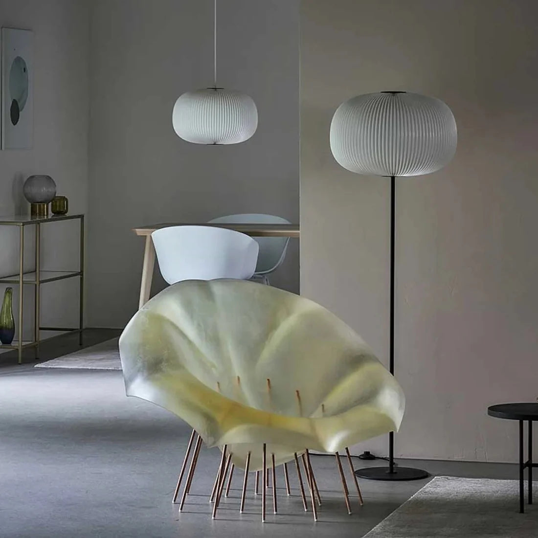 Floor lamp MODEL 332 LAMELLA white with black base