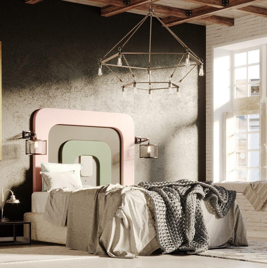 Łóżko tapicerowane PLUM 4 różowy z brązowym Happy Barok Eye on Design