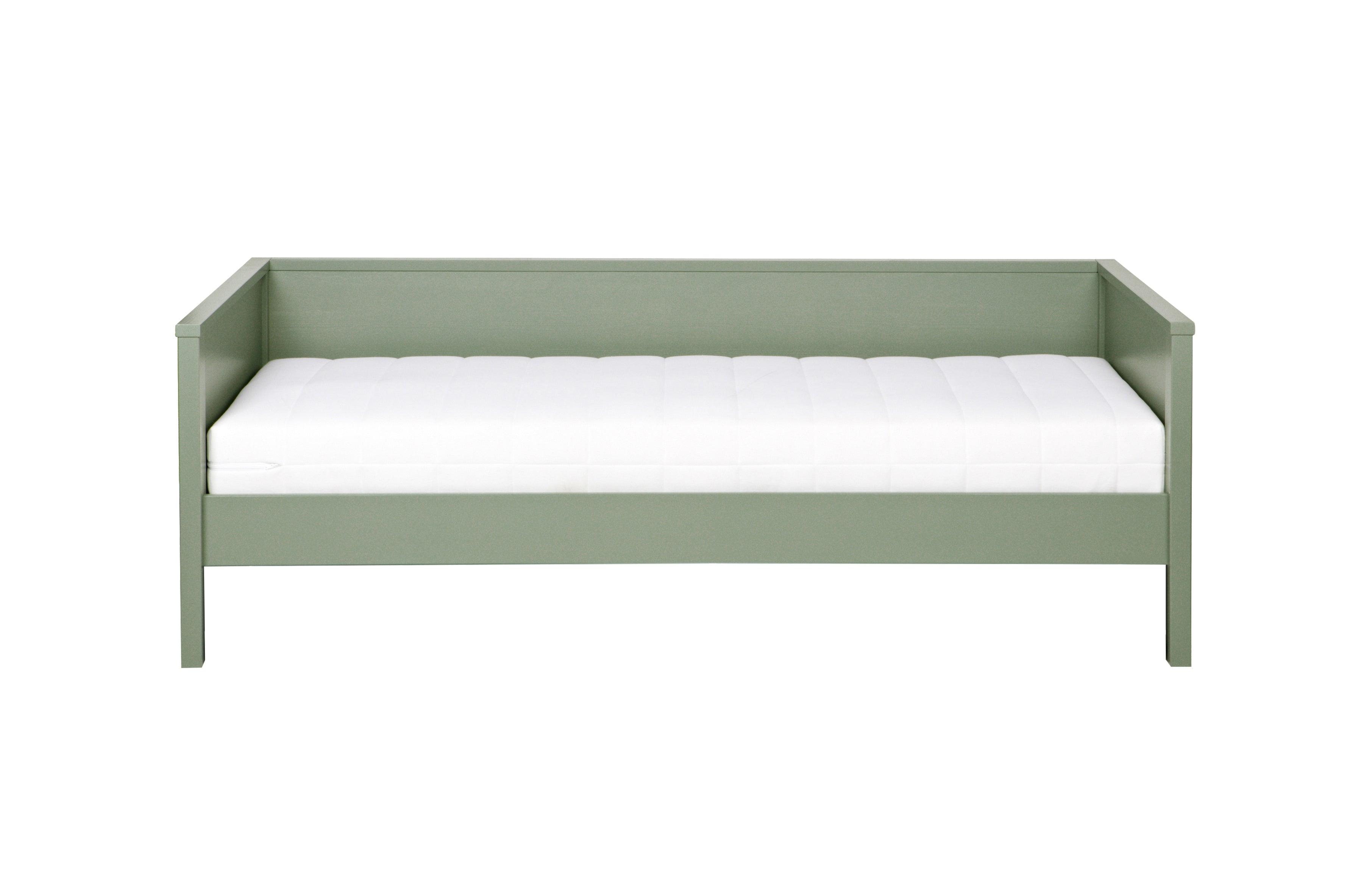 Łóżko z oparciem NIKKI zielony Woood bez listw bez szuflady Eye on Design