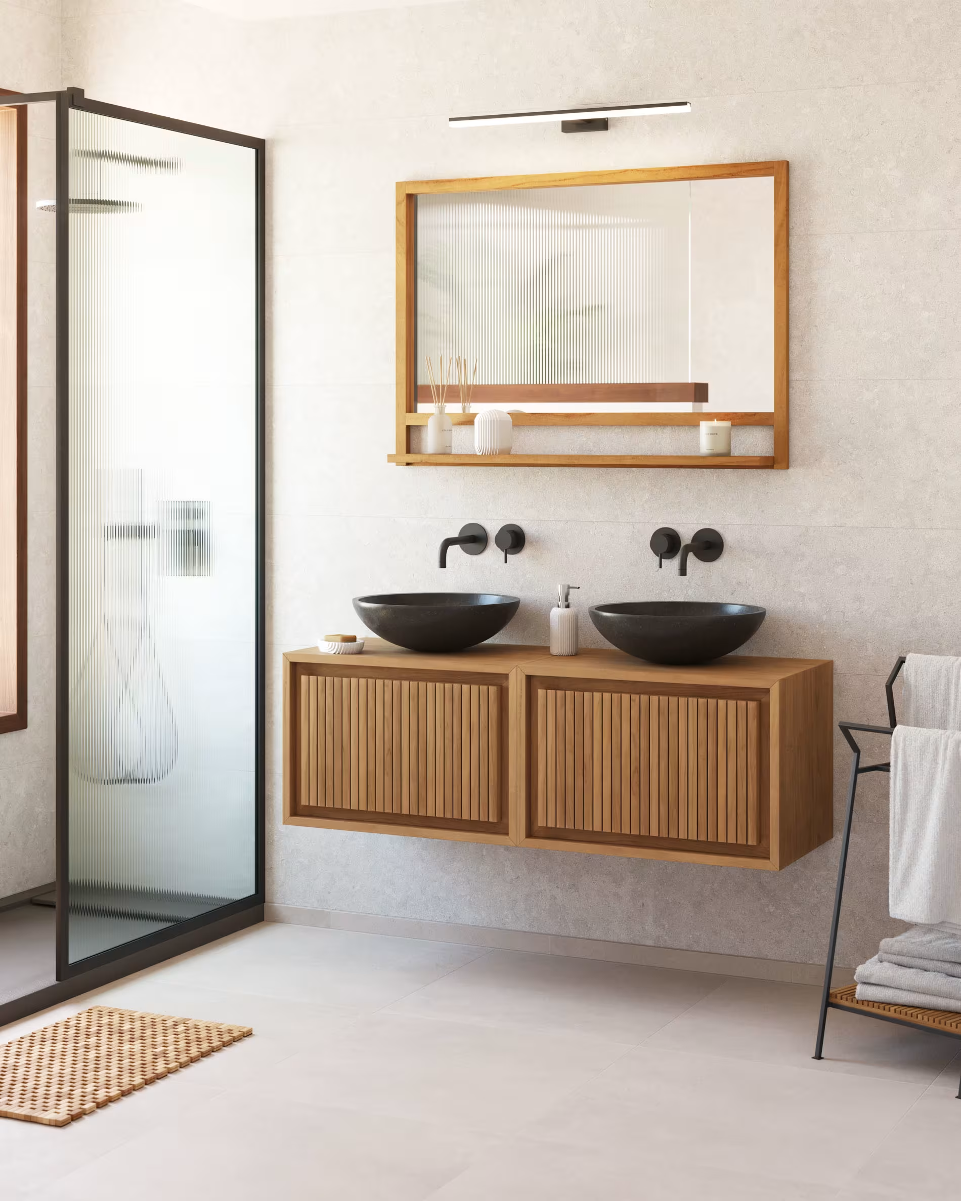 Dywan łazienkowy AZURAY drewno tekowe La Forma Eye on Design