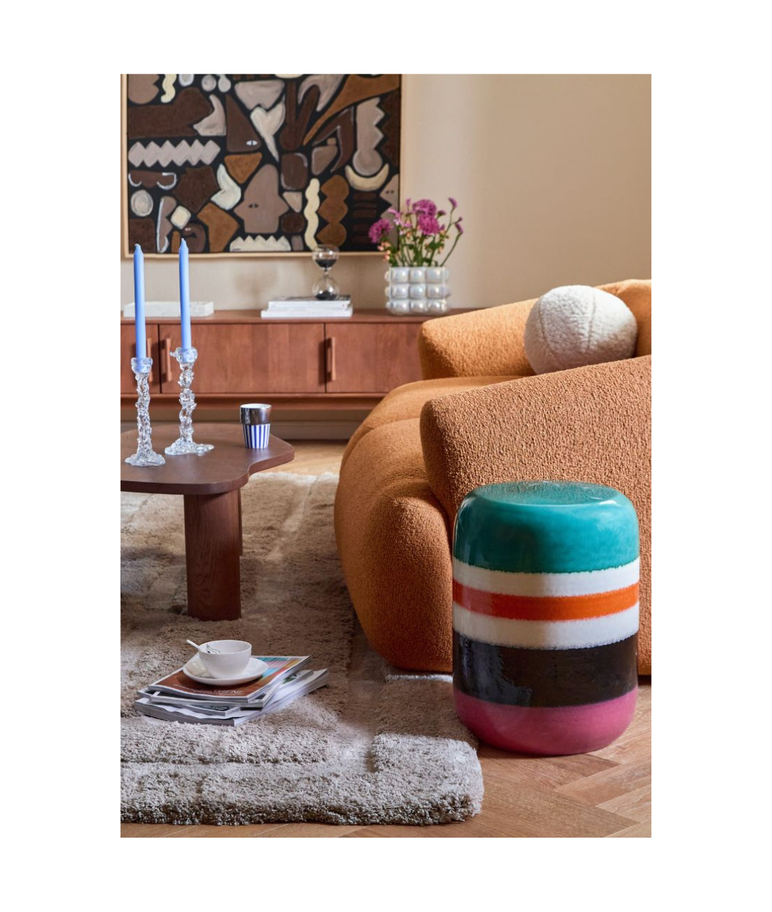 STRIPED PILL Beistelltisch farbige Keramik