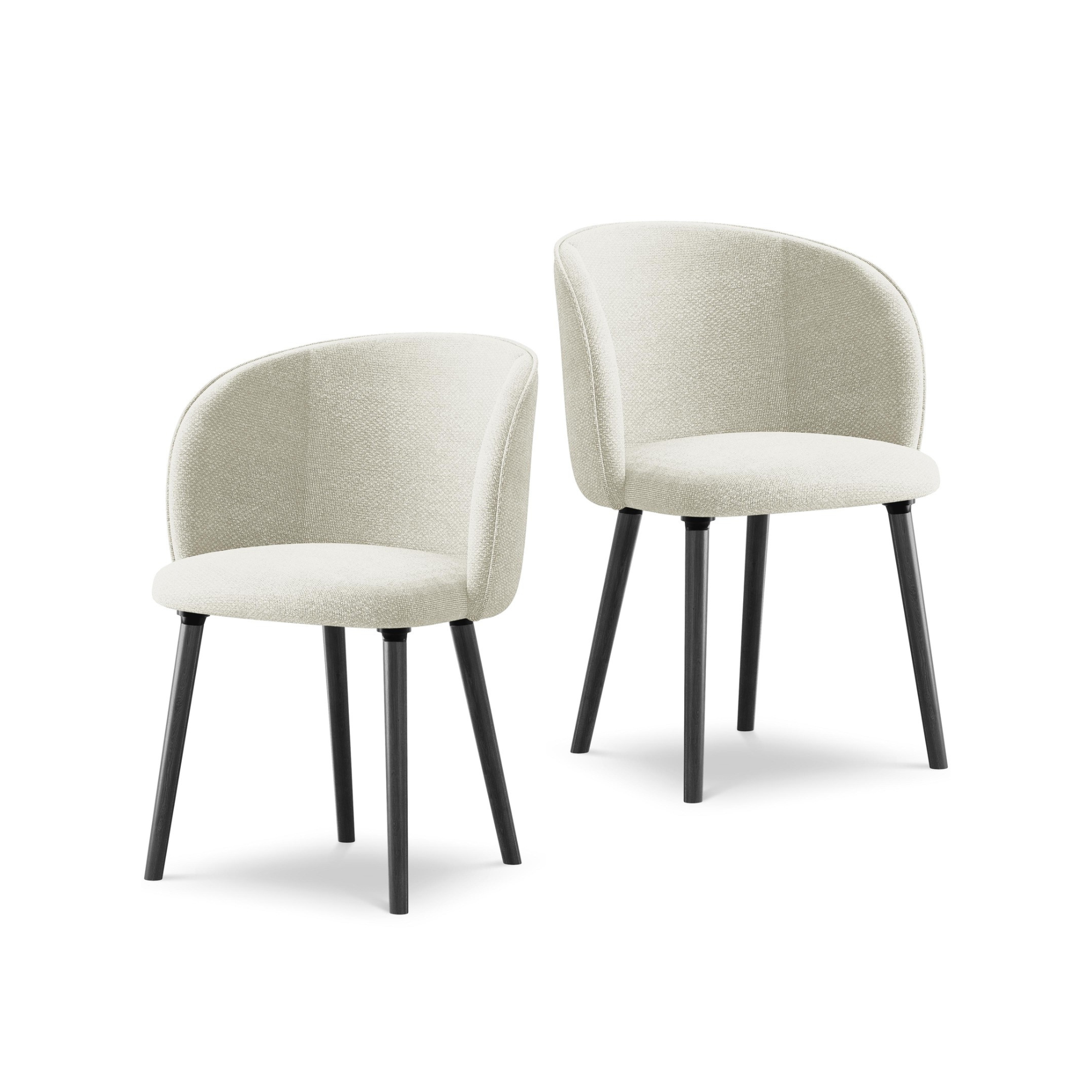 Stuhl MAIA sandfarbener Boucle mit schwarzem Eichenfuß