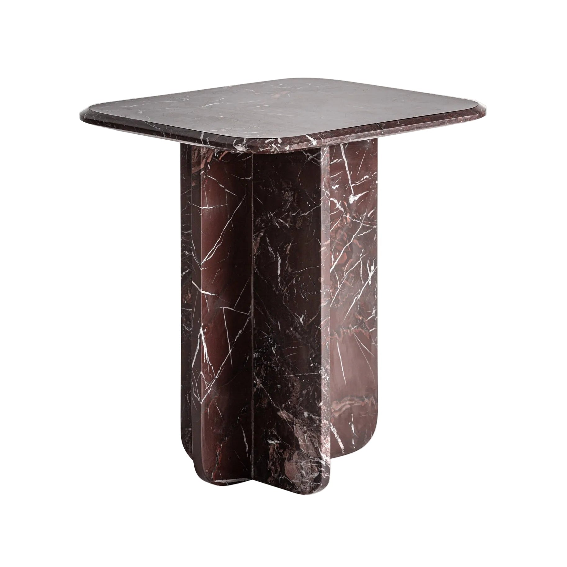 BOURG Side Table in Burgundy Marble