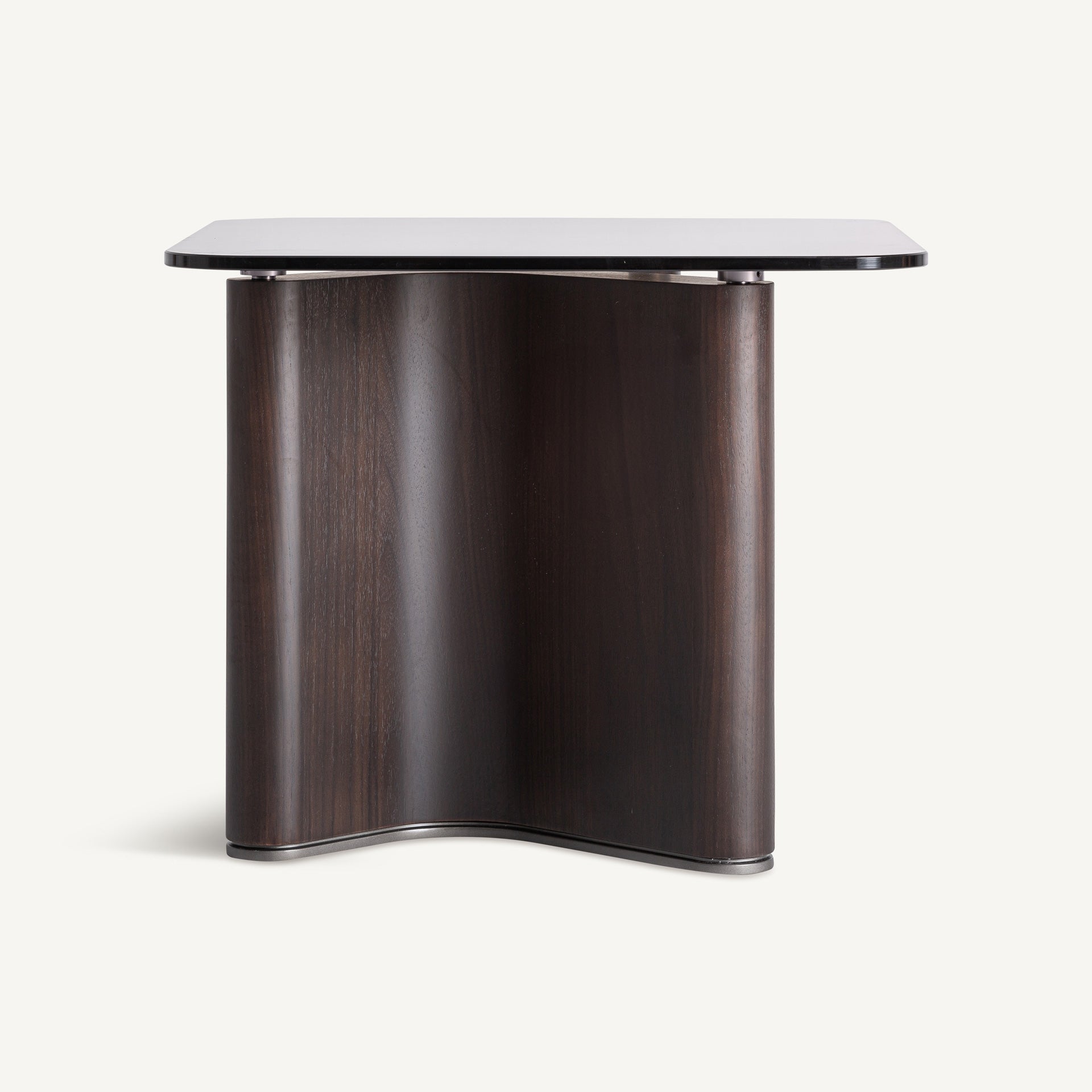 BRANSBY Side Table in Dark Ash Wood with Glass Top