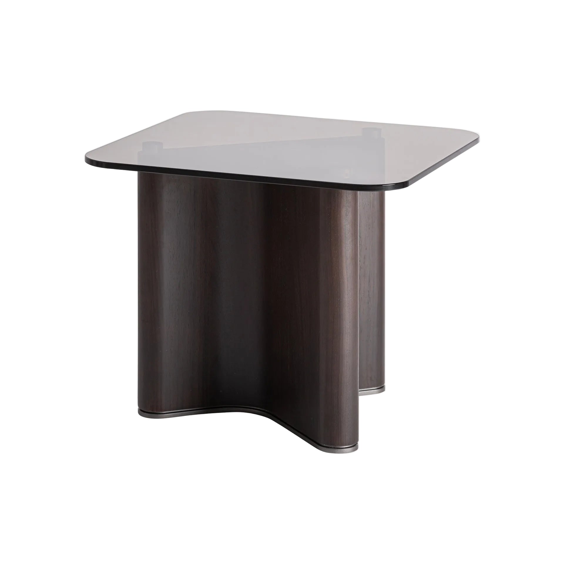 BRANSBY Side Table in Dark Ash Wood with Glass Top