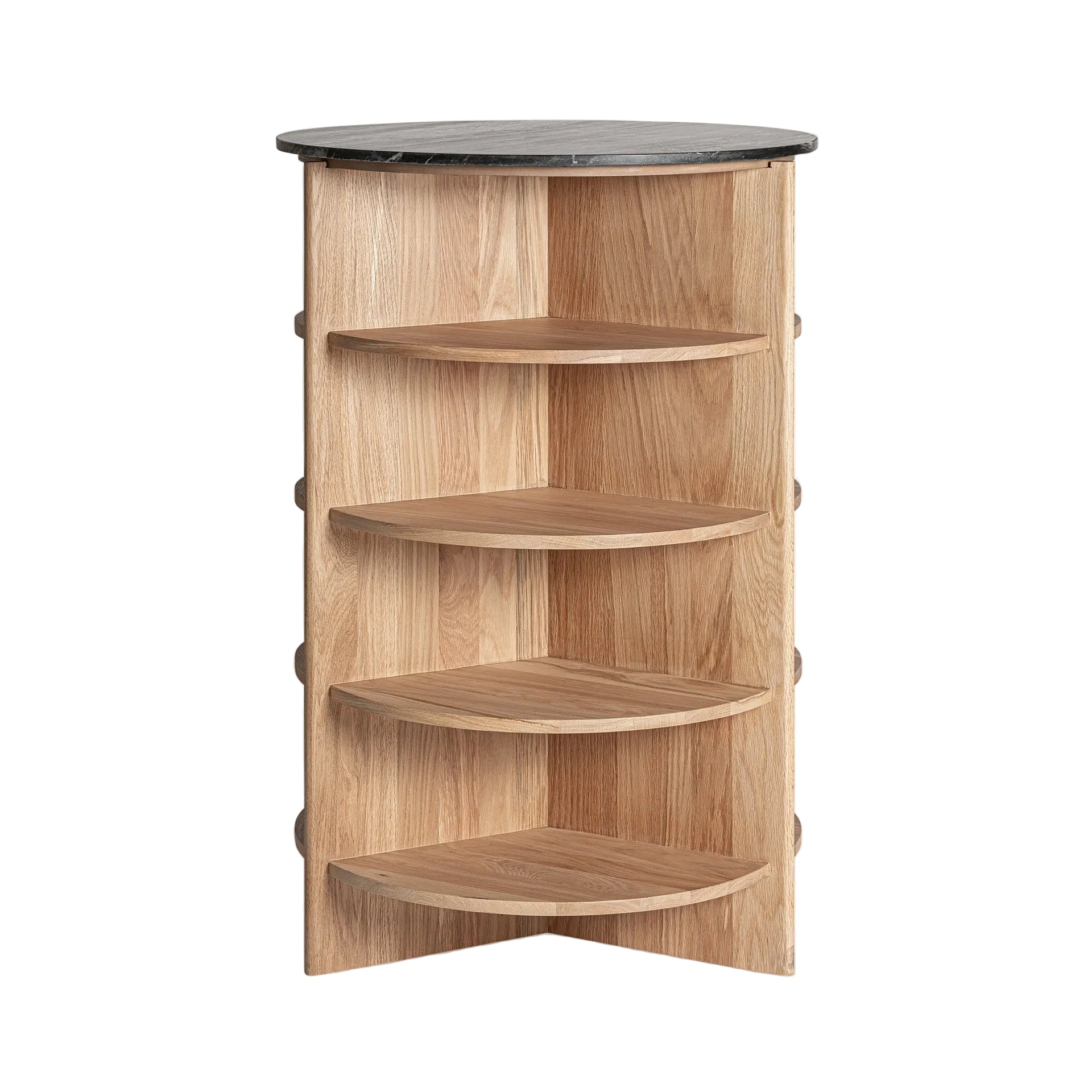 NARA Side Table in Oak Wood with Black Marble Top