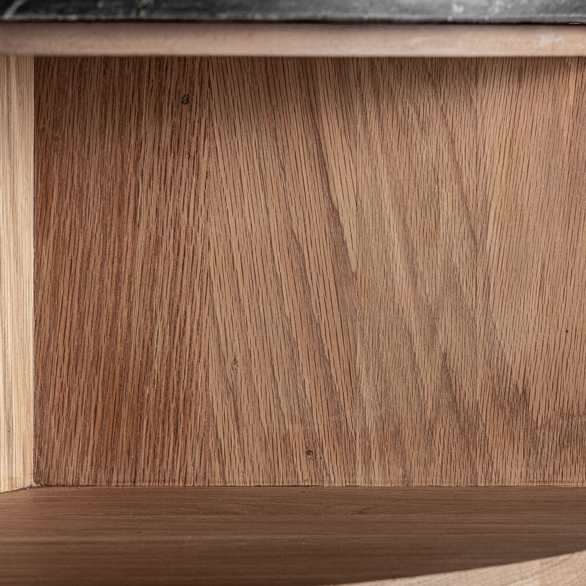 NARA Side Table in Oak Wood with Black Marble Top