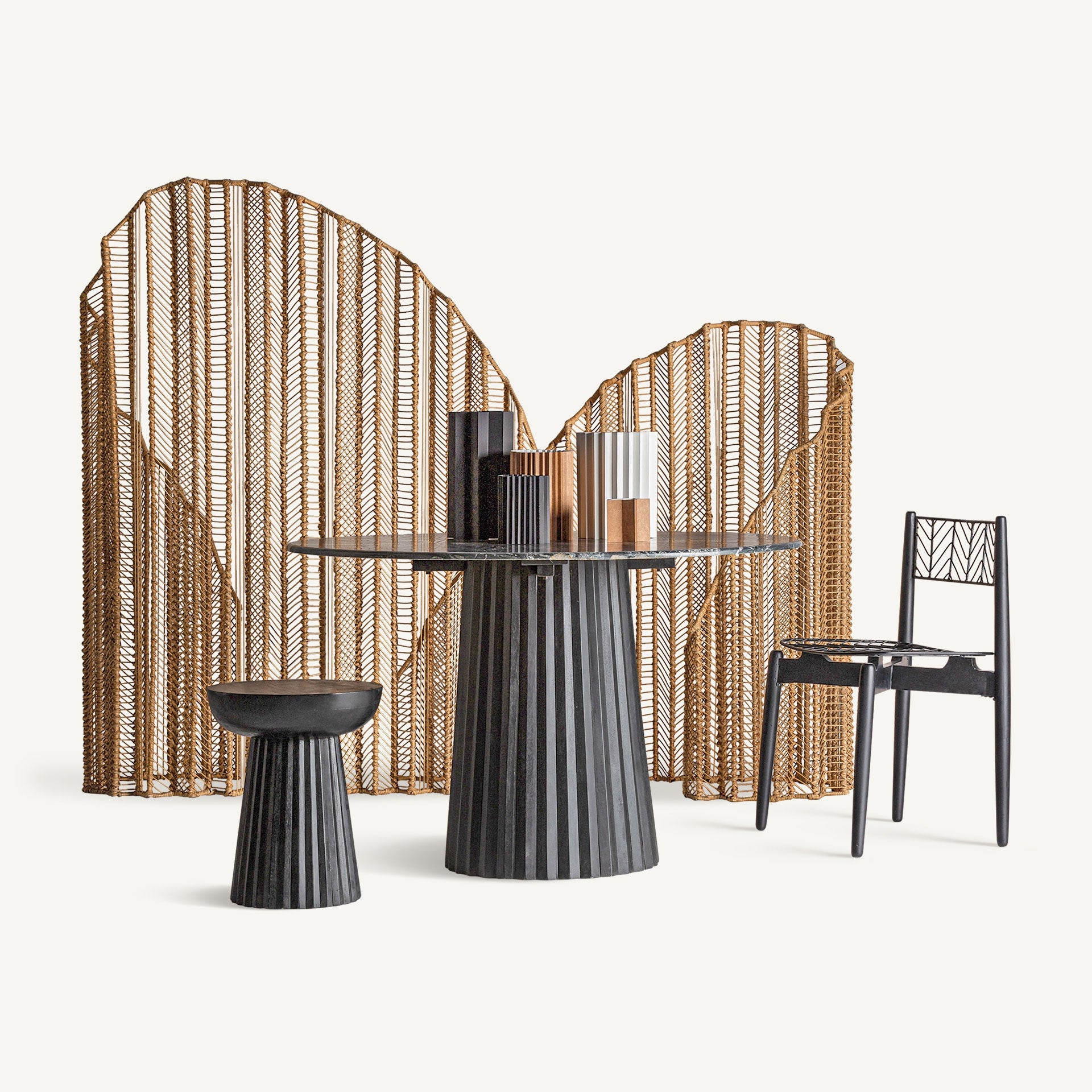 Kaffeetisch PLISSÉ WOOD schwarzes Mangoholz
