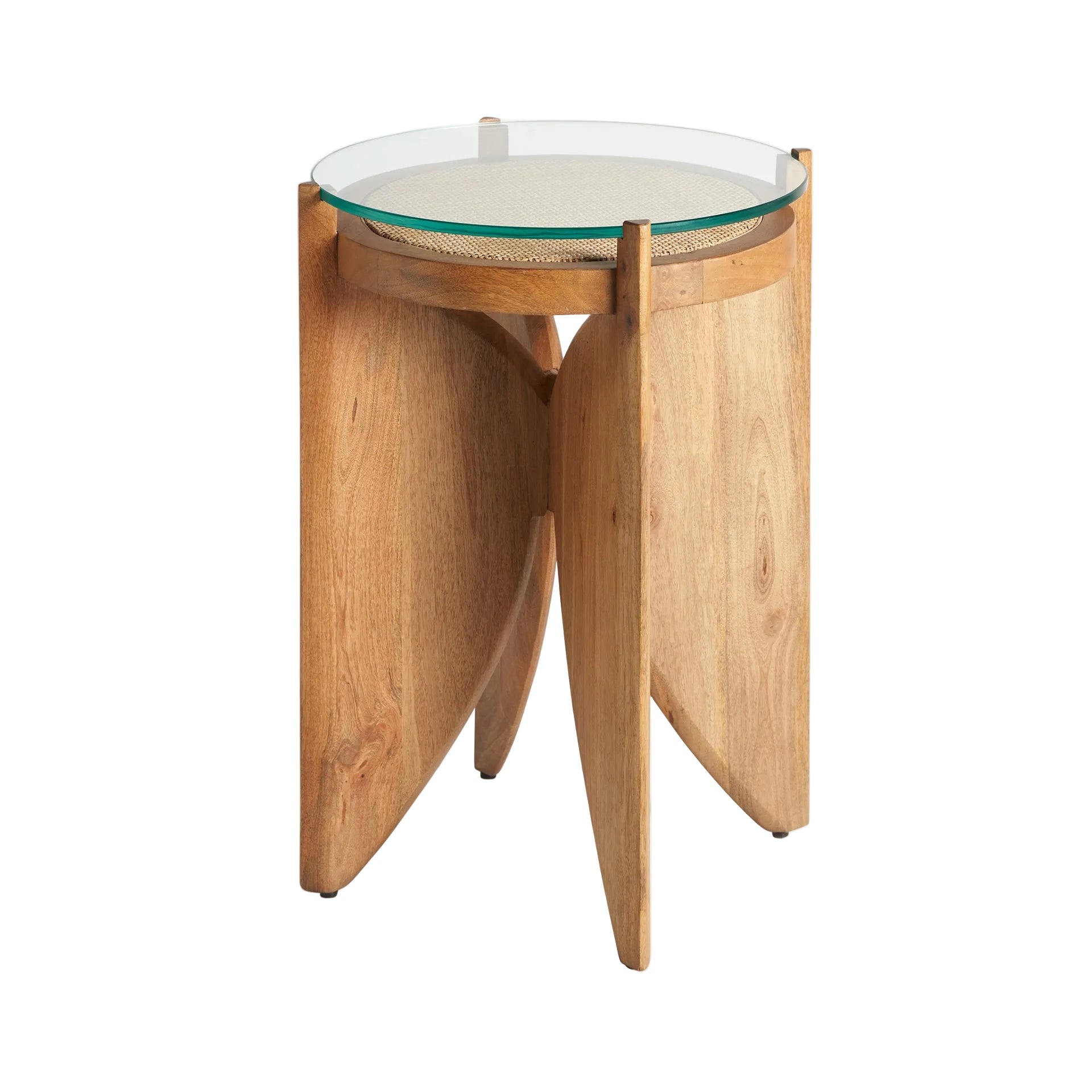 RIESA Side Table in Mango Wood with Glass Top