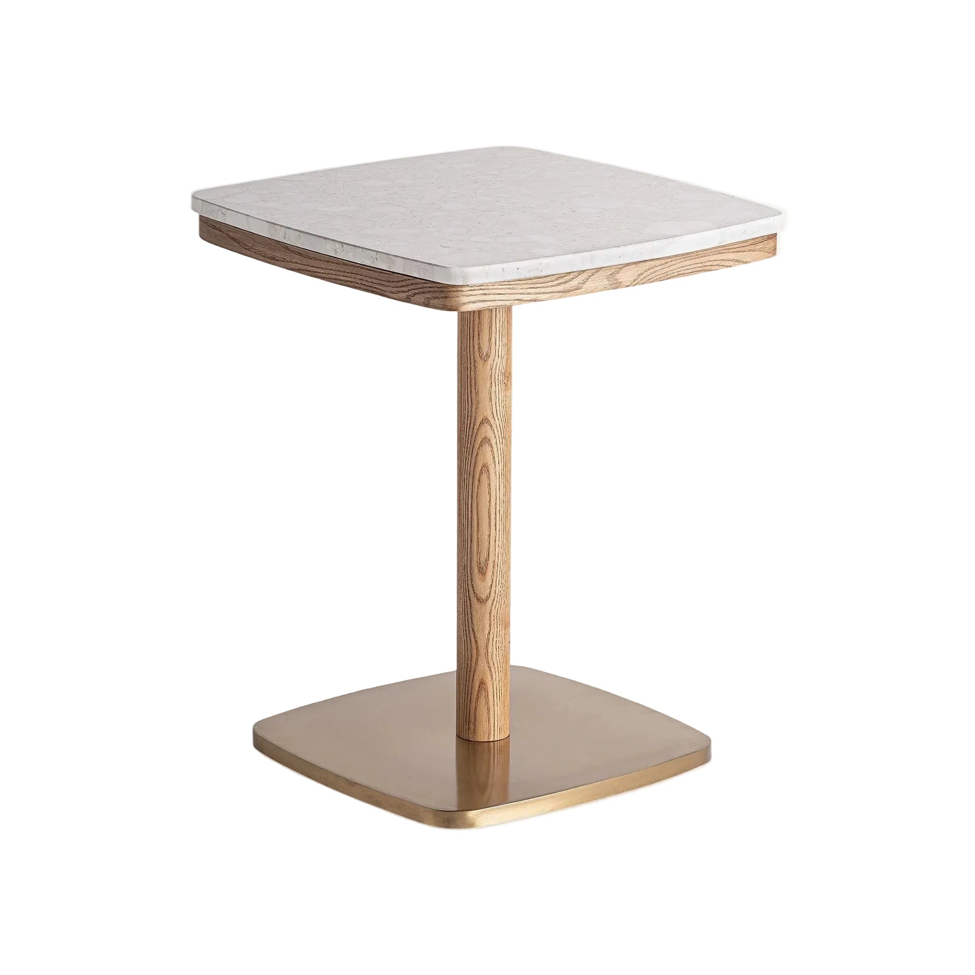 ALFERCE Cream Terrazzo Bar Table with Wooden Base