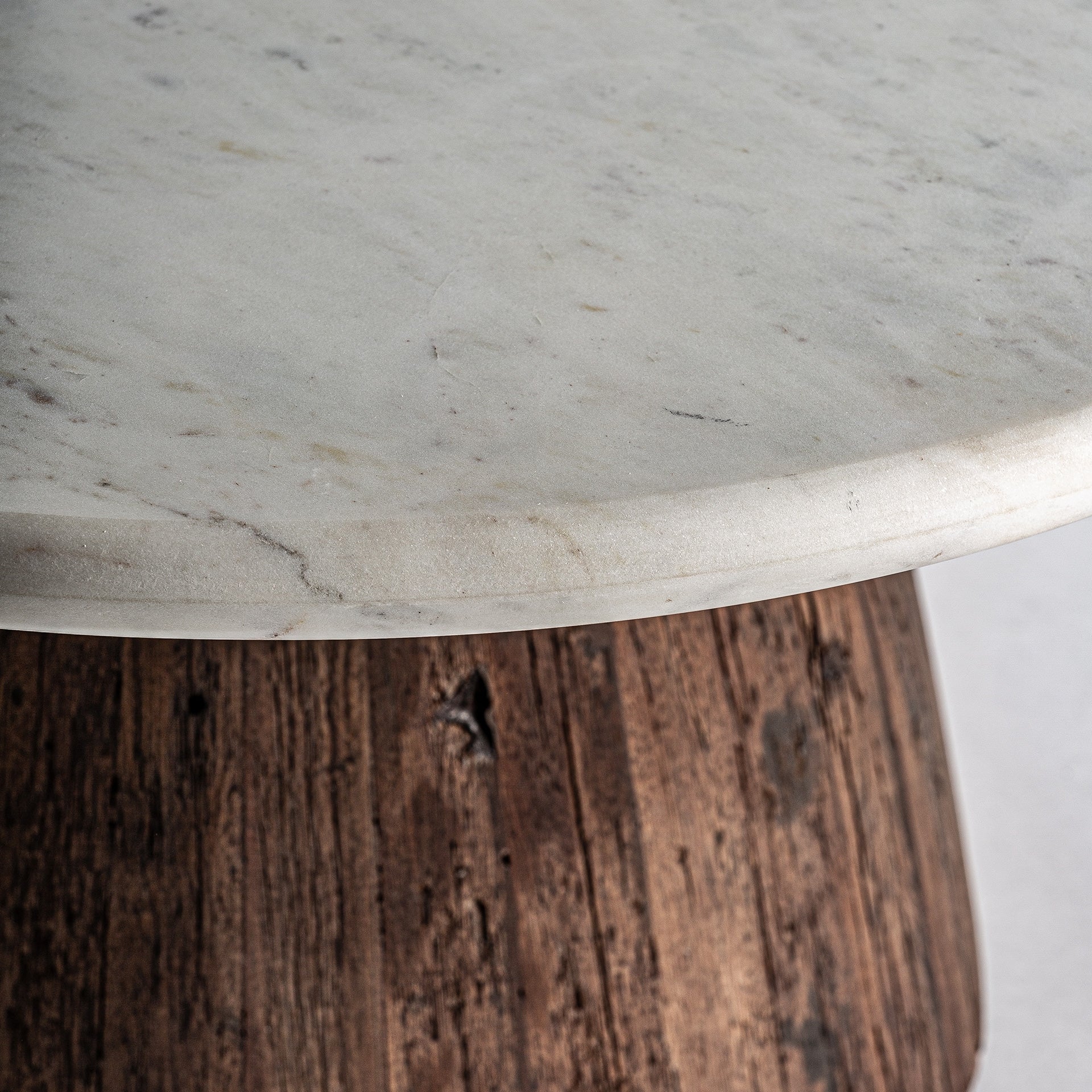 Round Table SKORUP Recycled Wood with Marble Top