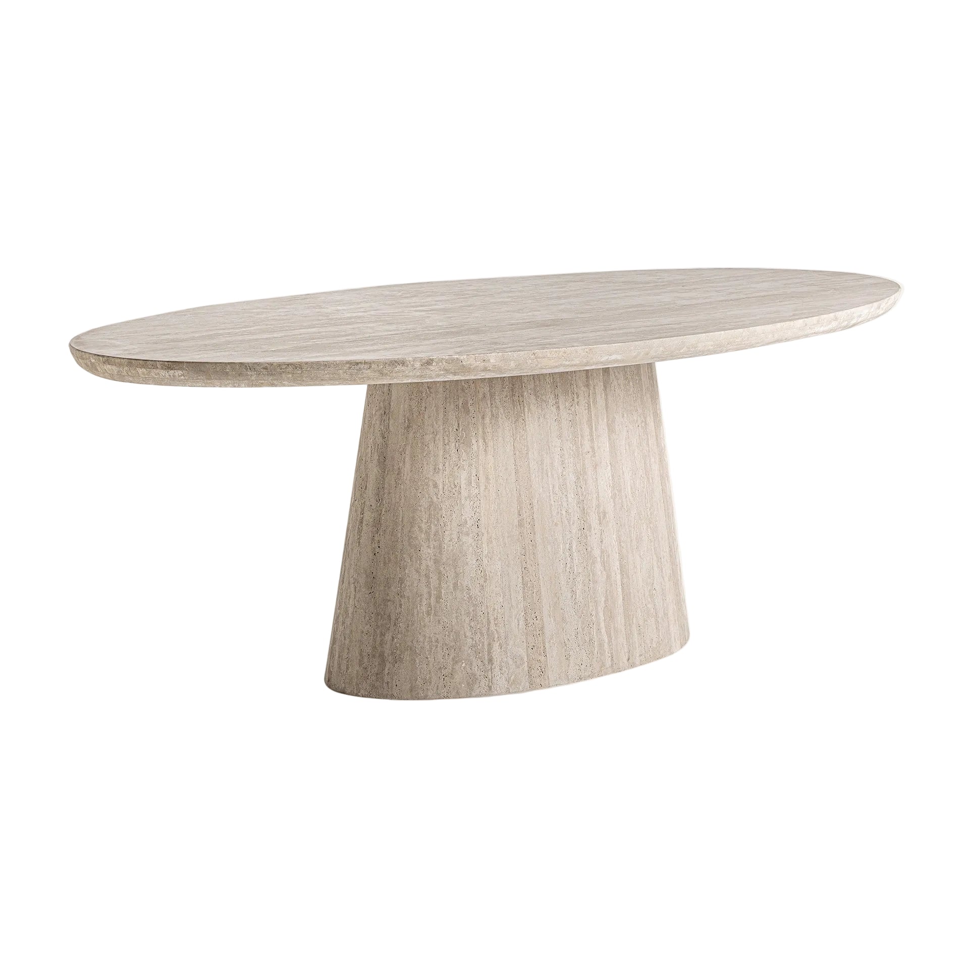 Oval Table THIENNES Broken White Travertine