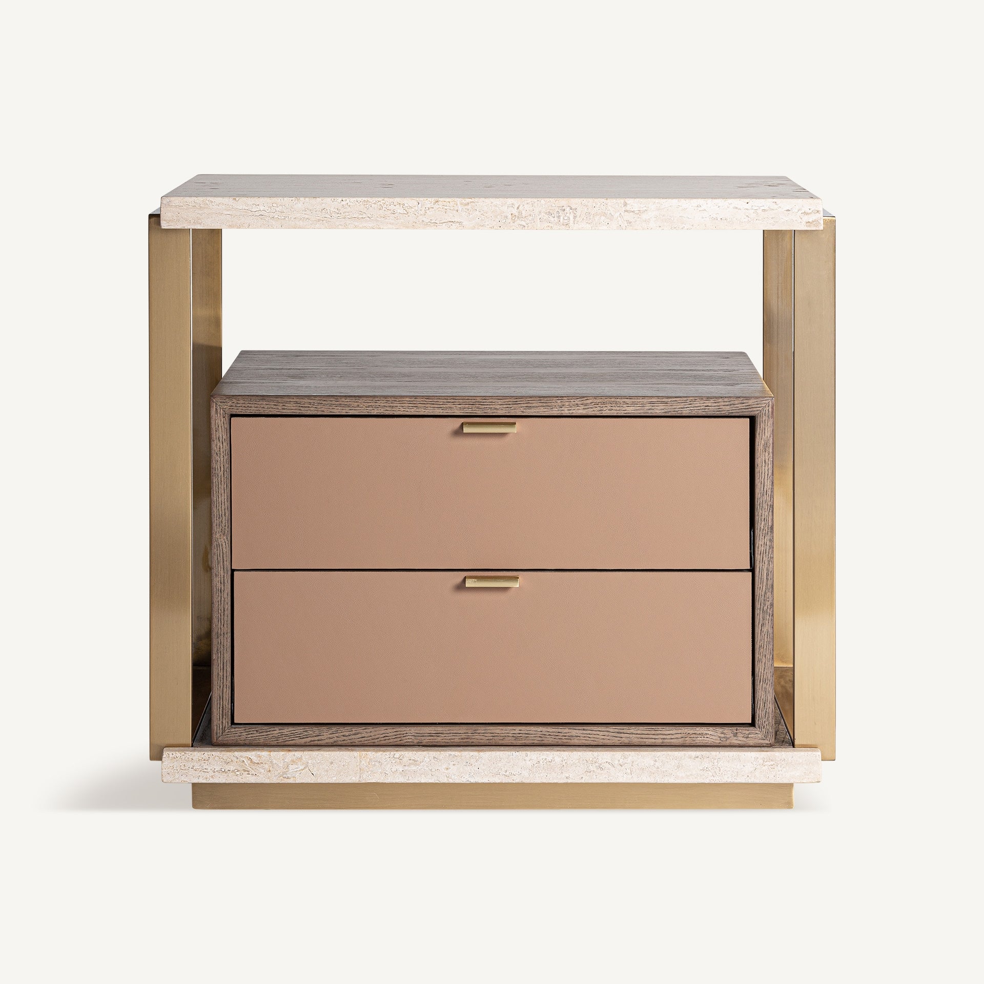 MONZA Nightstand Beige with Travertine Top