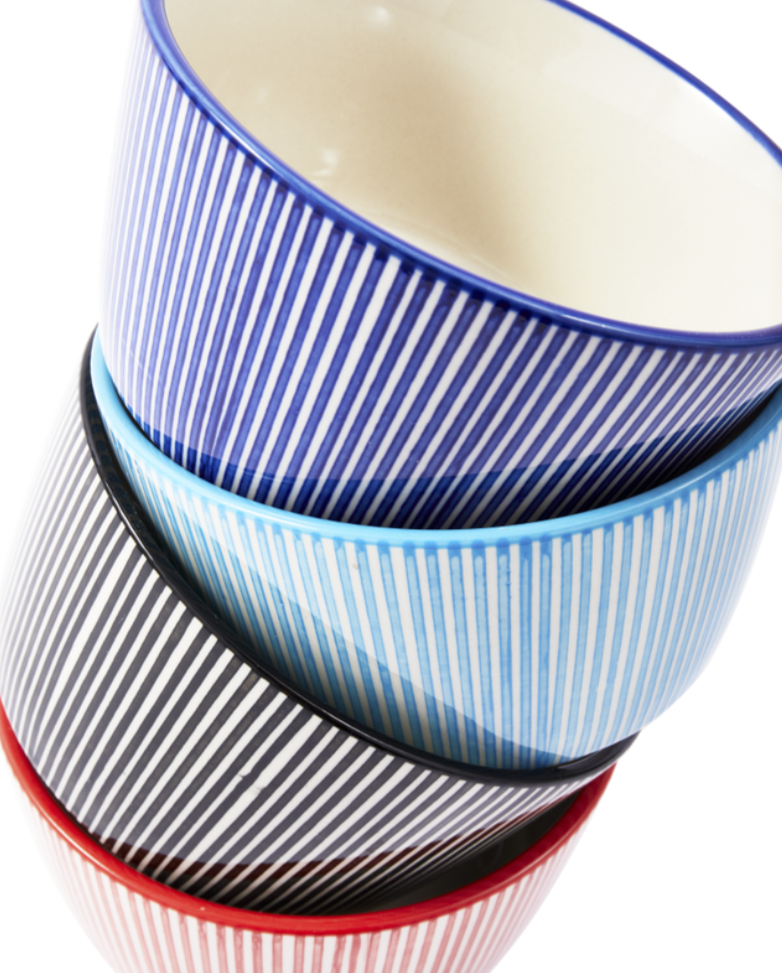 MARINE STRIPED bowl set colorful stoneware