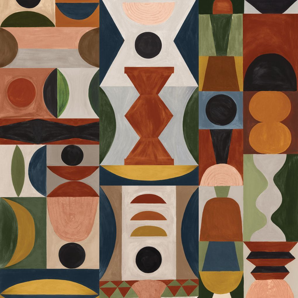 Mural z geometrycznym wzorem MODELAGE - MULTICO wielokolorowy – Casamance