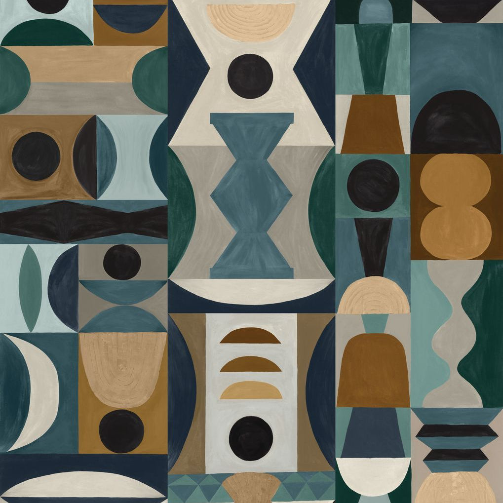 Wandbild mit geometrischem Muster MODELAGE - BLAU/SELEDIN blau mit seledin