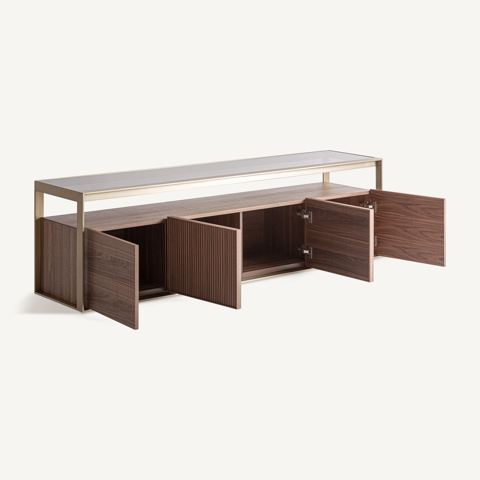 RTV-Sideboard AISBY aus Eschenholz mit Glasplatte