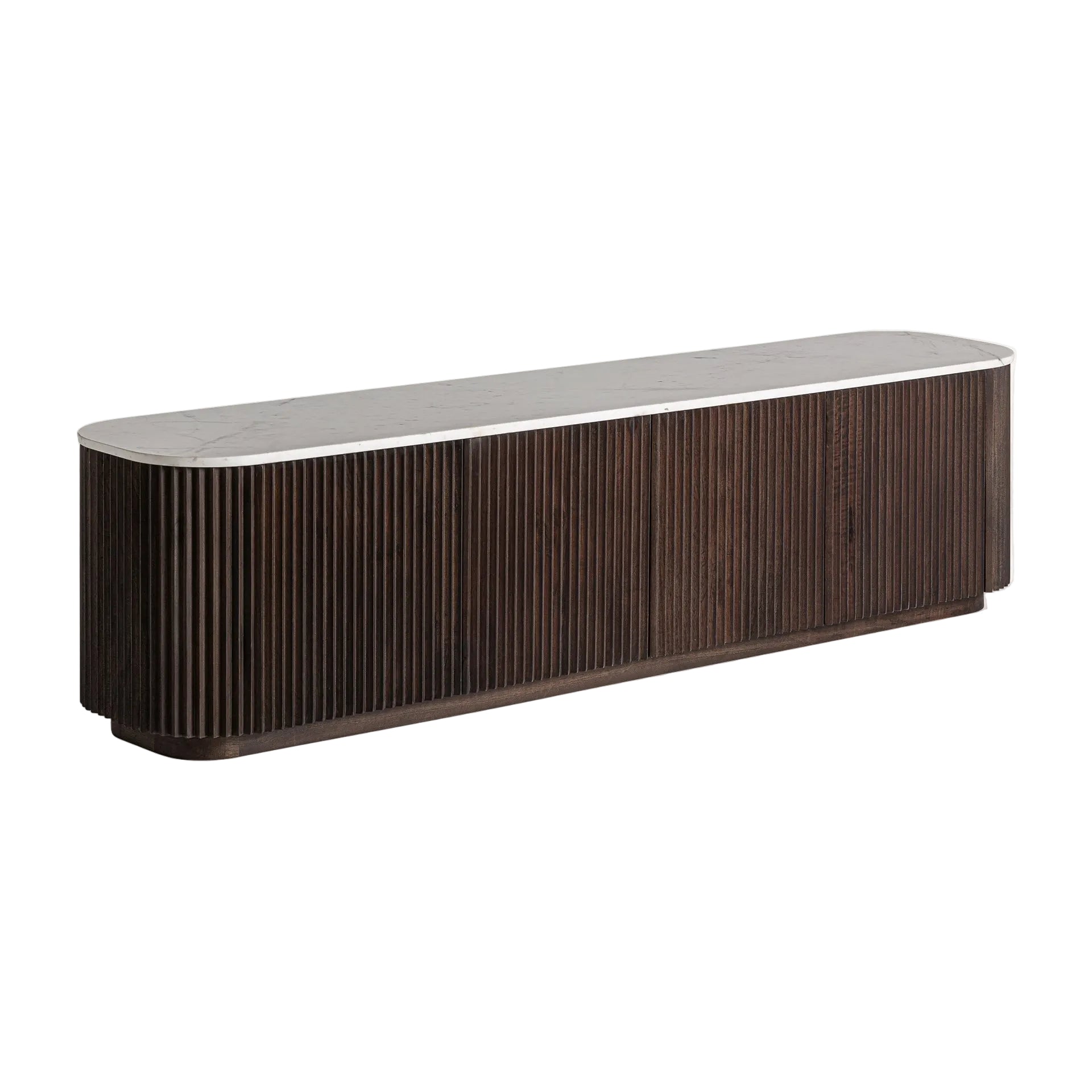 RTV-Sideboard CENVES aus Mangoholz mit Marmorplatte