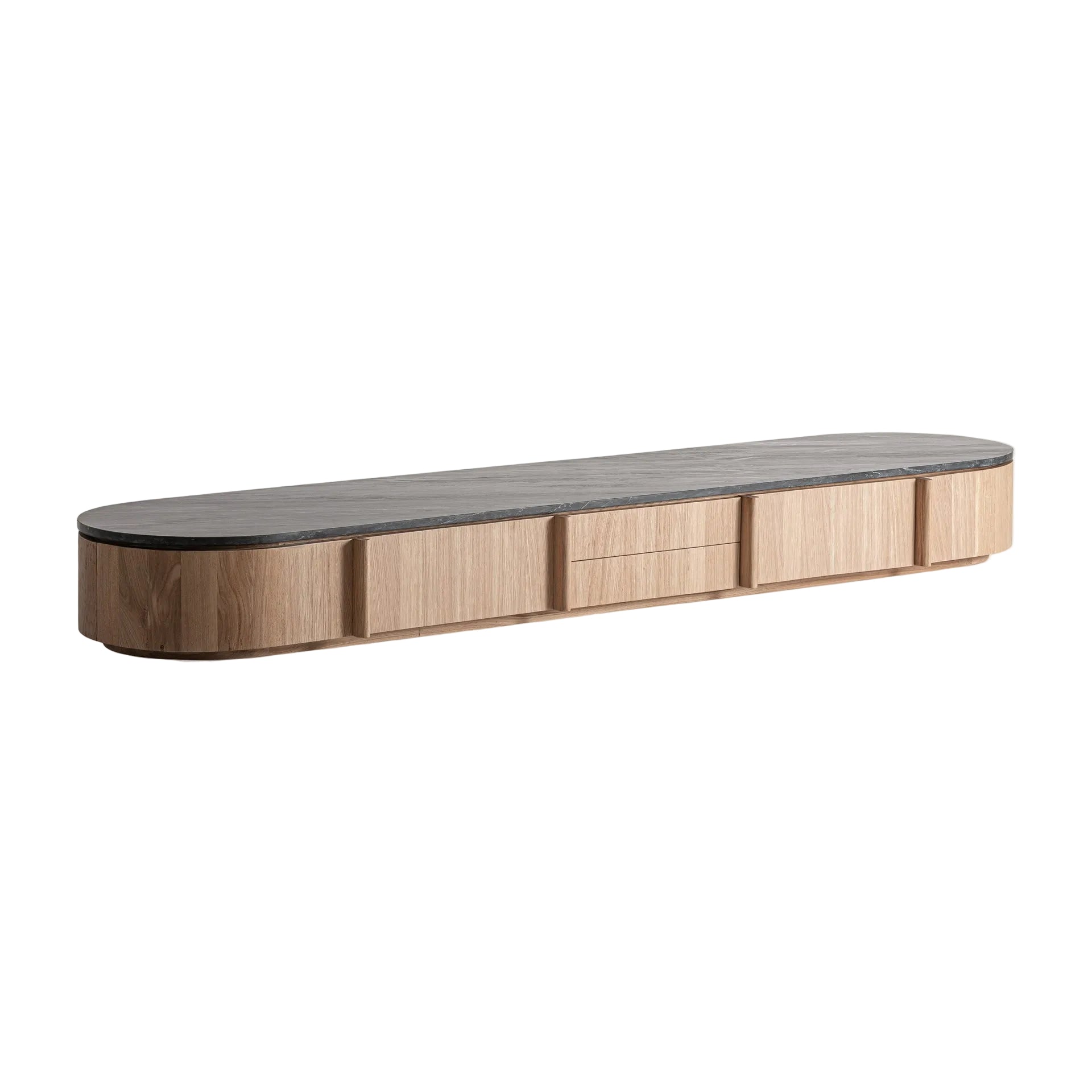 RTV-Sideboard NARA aus Eichenholz mit Marmorplatte