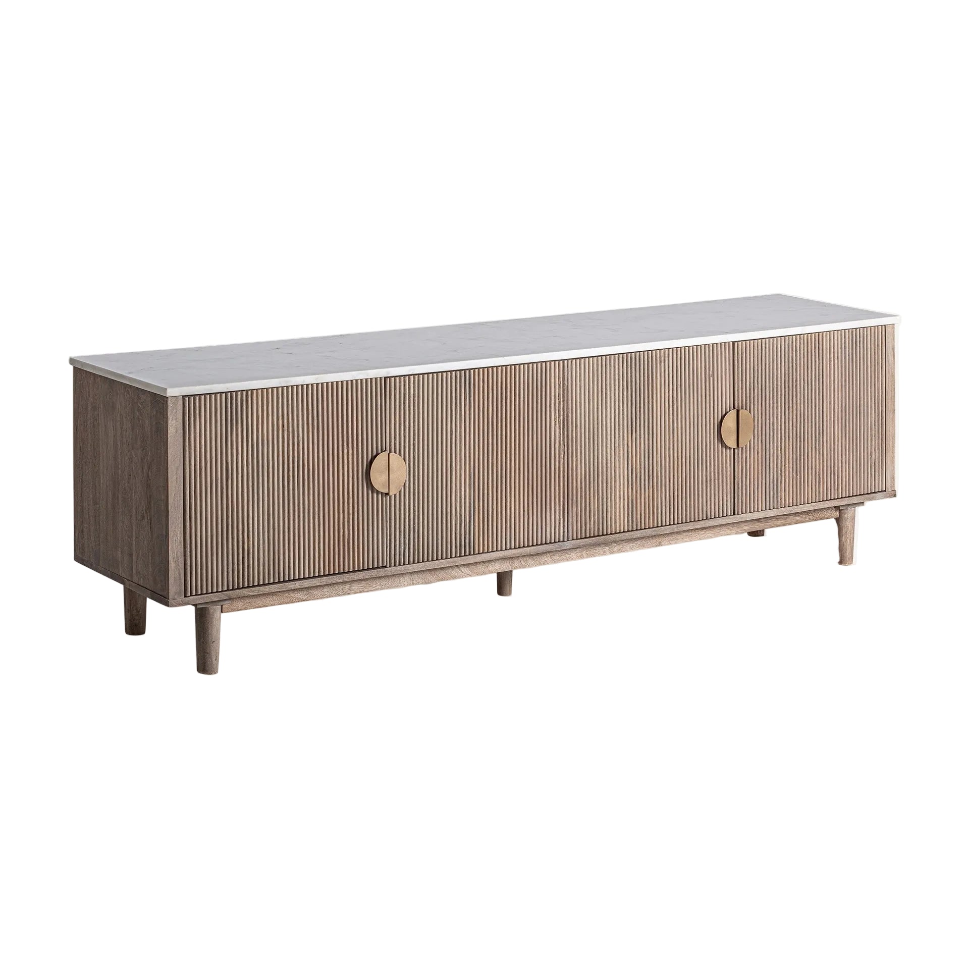 RTV-Sideboard ZERF aus Mangoholz mit Marmorplatte