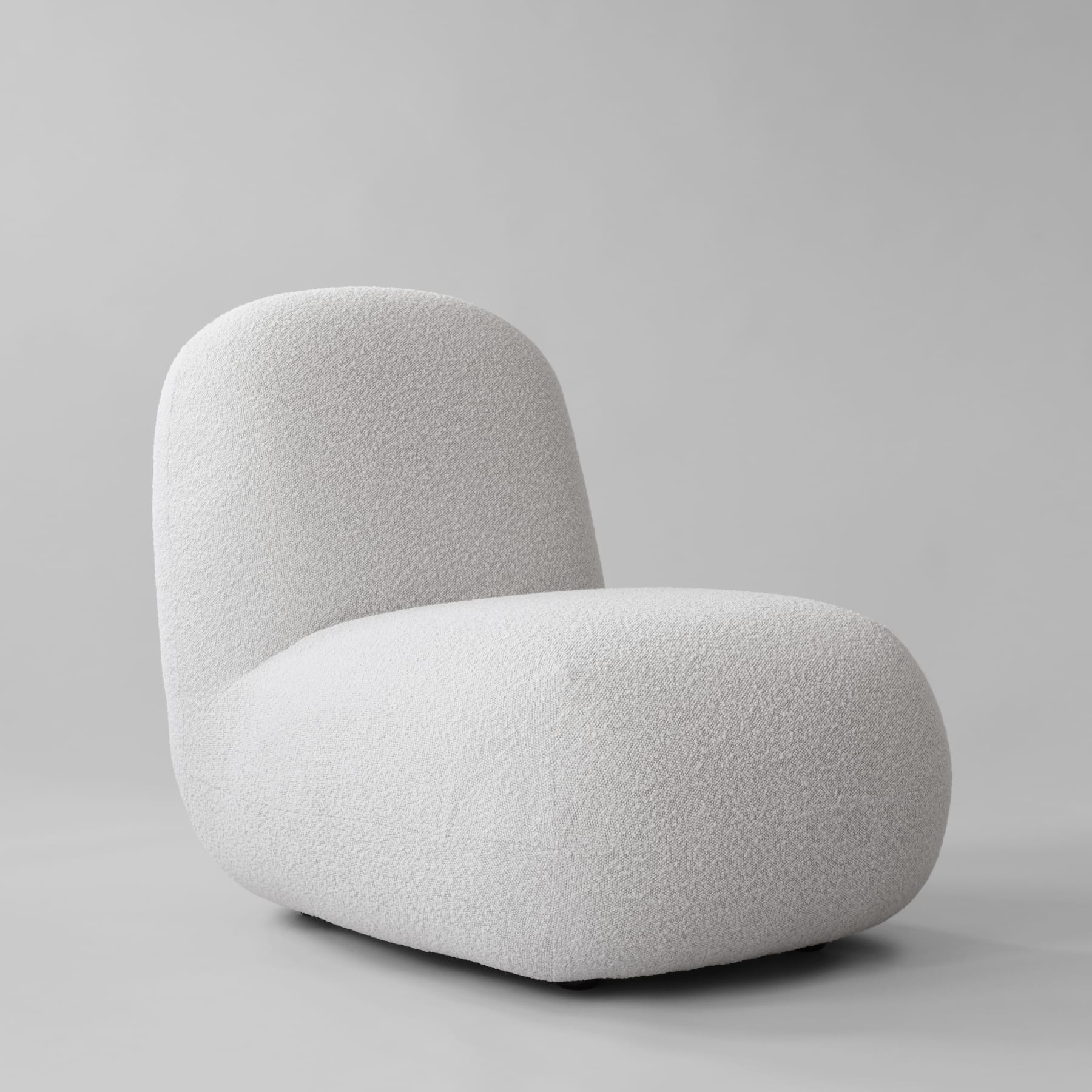 TOE FLAT armloser Sessel Bouclé weiß