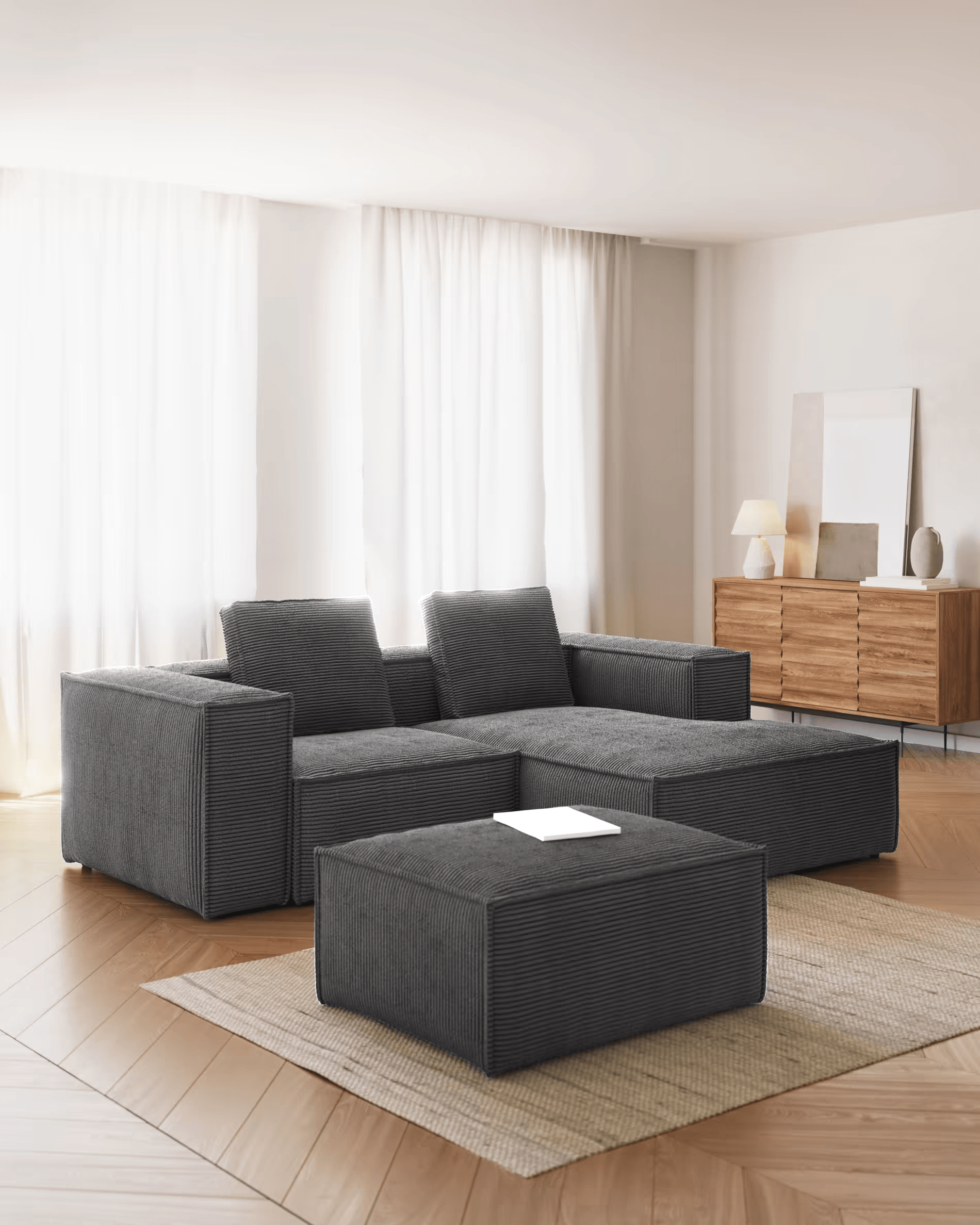 Narożnik 2-osobowy BLOK szary sztruks La Forma Eye on Design