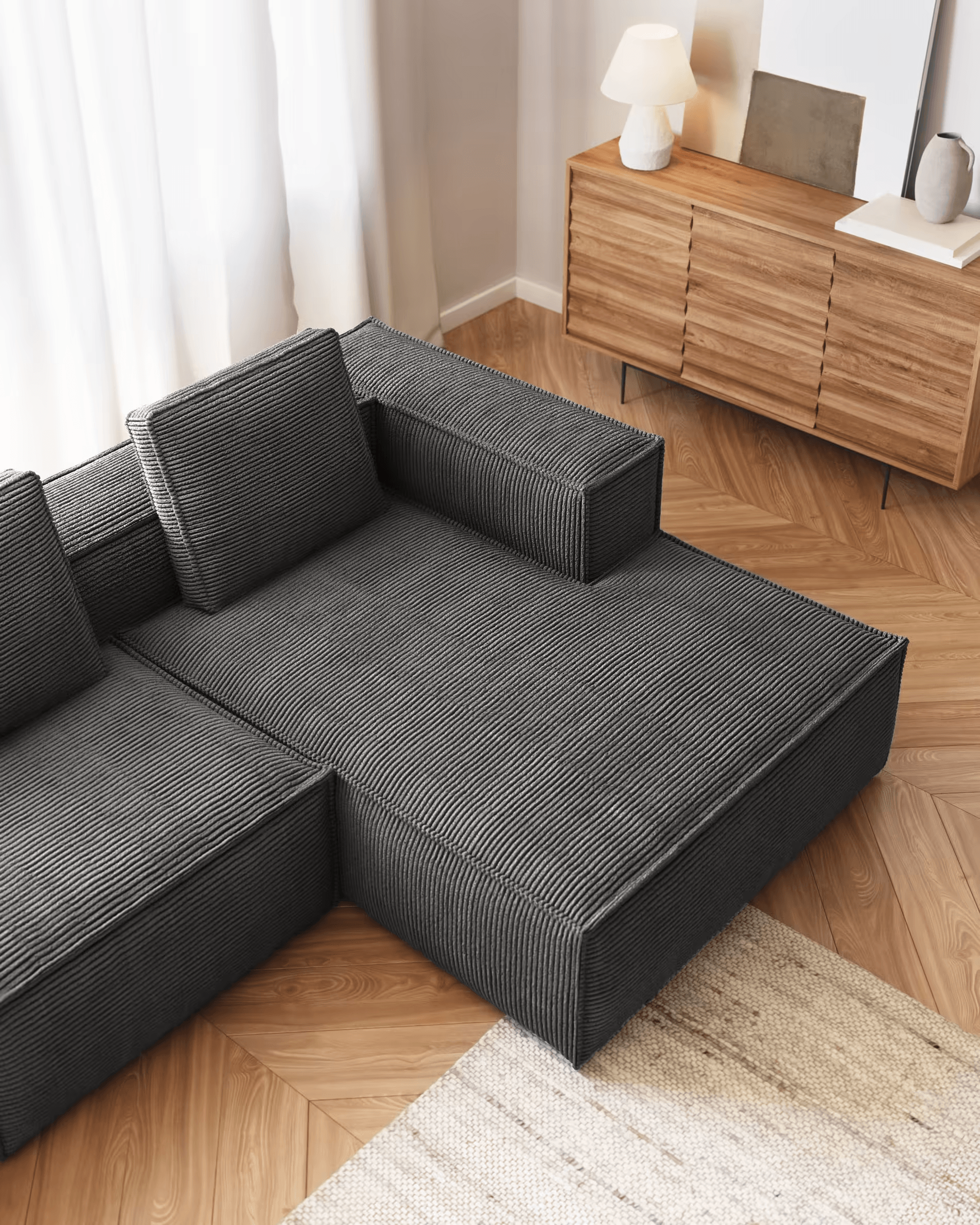 Narożnik 2-osobowy BLOK szary sztruks La Forma Eye on Design