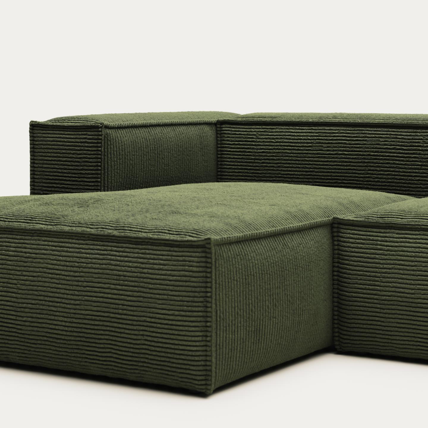 Narożnik 3-osobowy lewostronny BLOK zielony sztruks La Forma Eye on Design