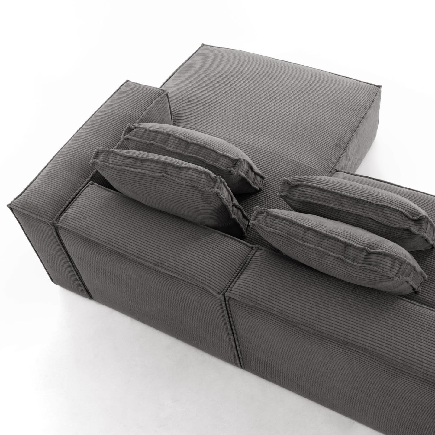 Narożnik 4-osobowy prawostronny BLOK szary sztruks La Forma Eye on Design