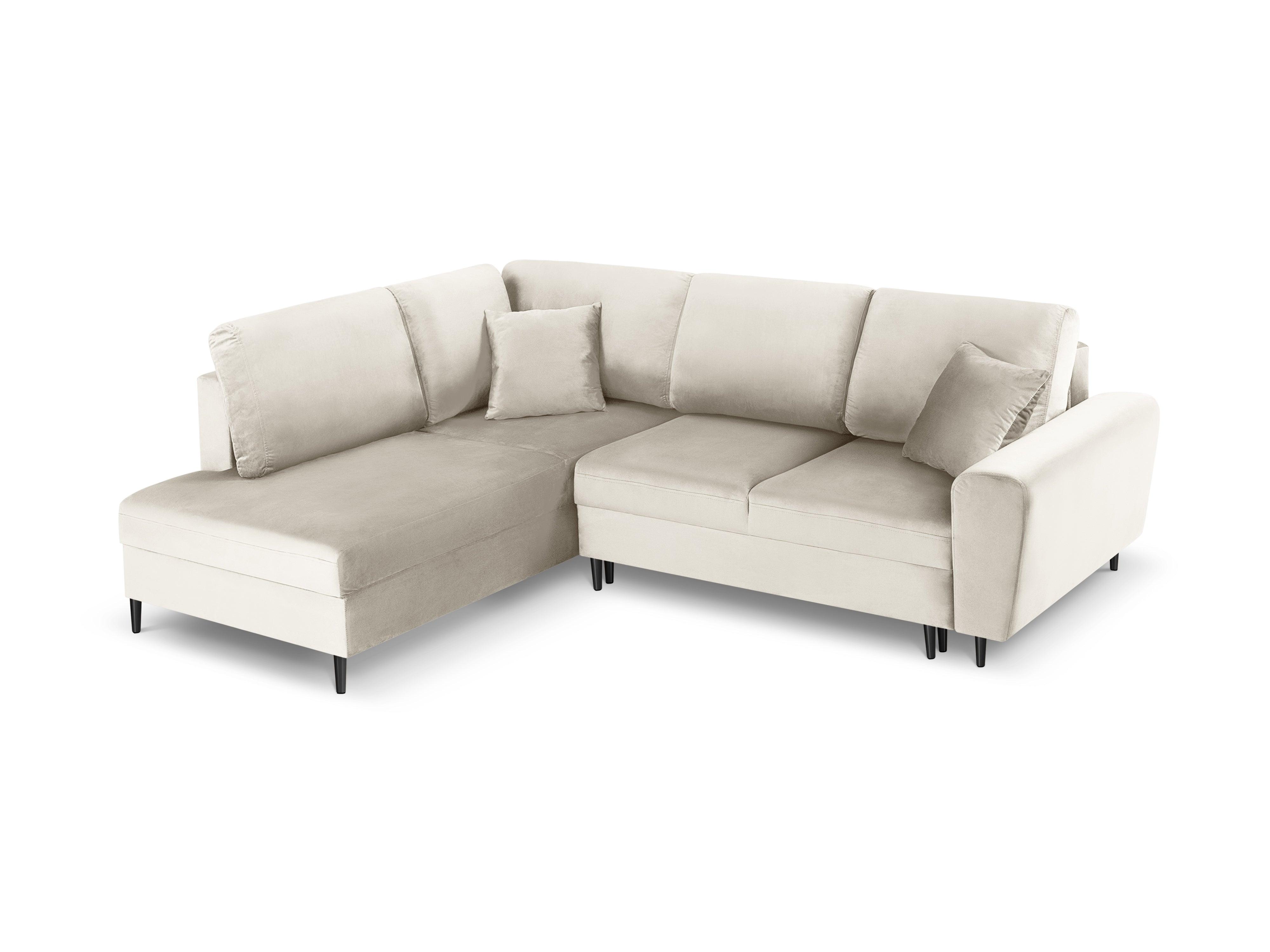 Narożnik 5-osobowy lewostronny z funkcją spania KYOTO beżowy z czarną podstawą Cosmopolitan Design Eye on Design