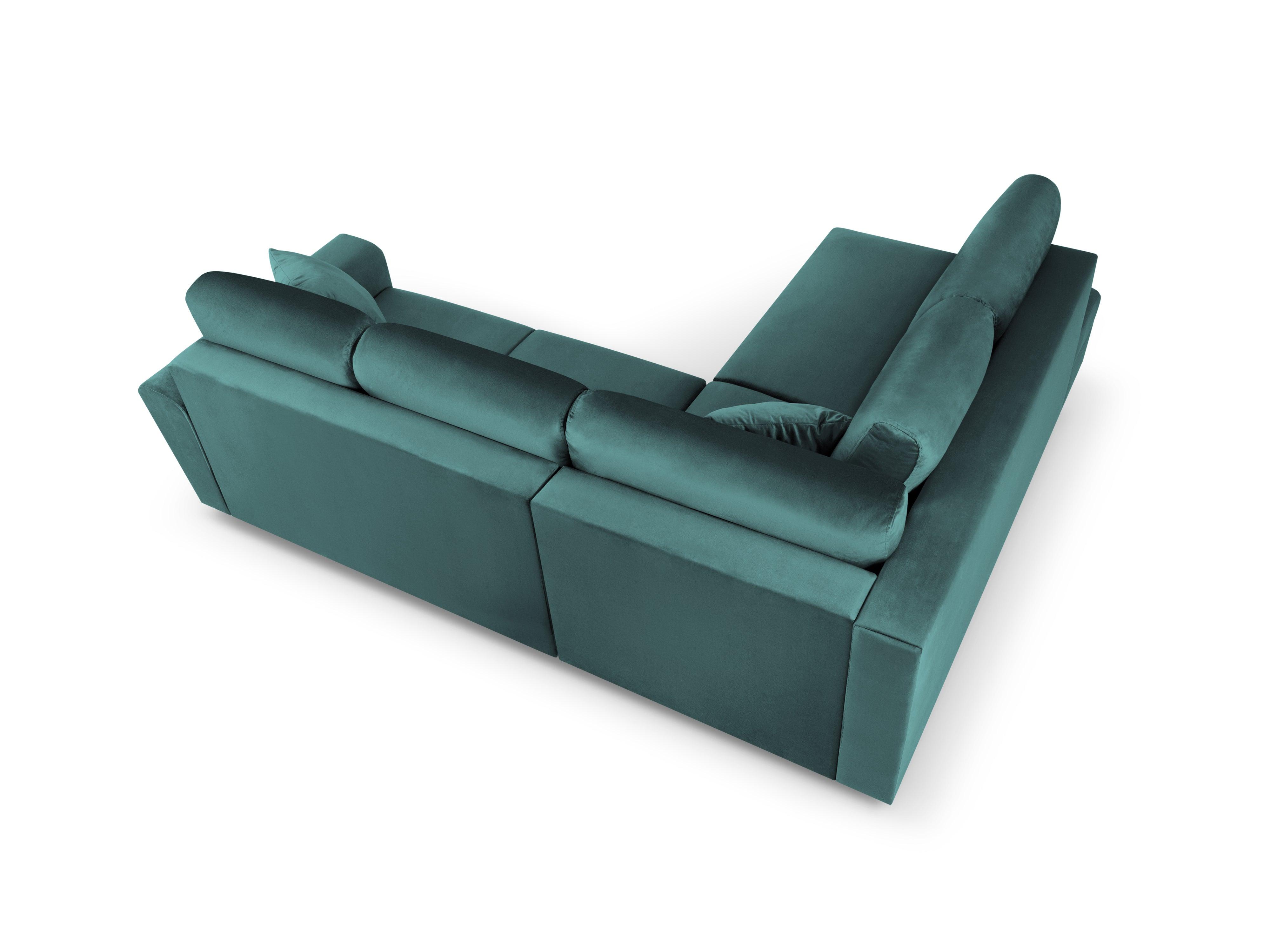 Narożnik 5-osobowy lewostronny z funkcją spania KYOTO petrol z czarną podstawą Cosmopolitan Design Eye on Design