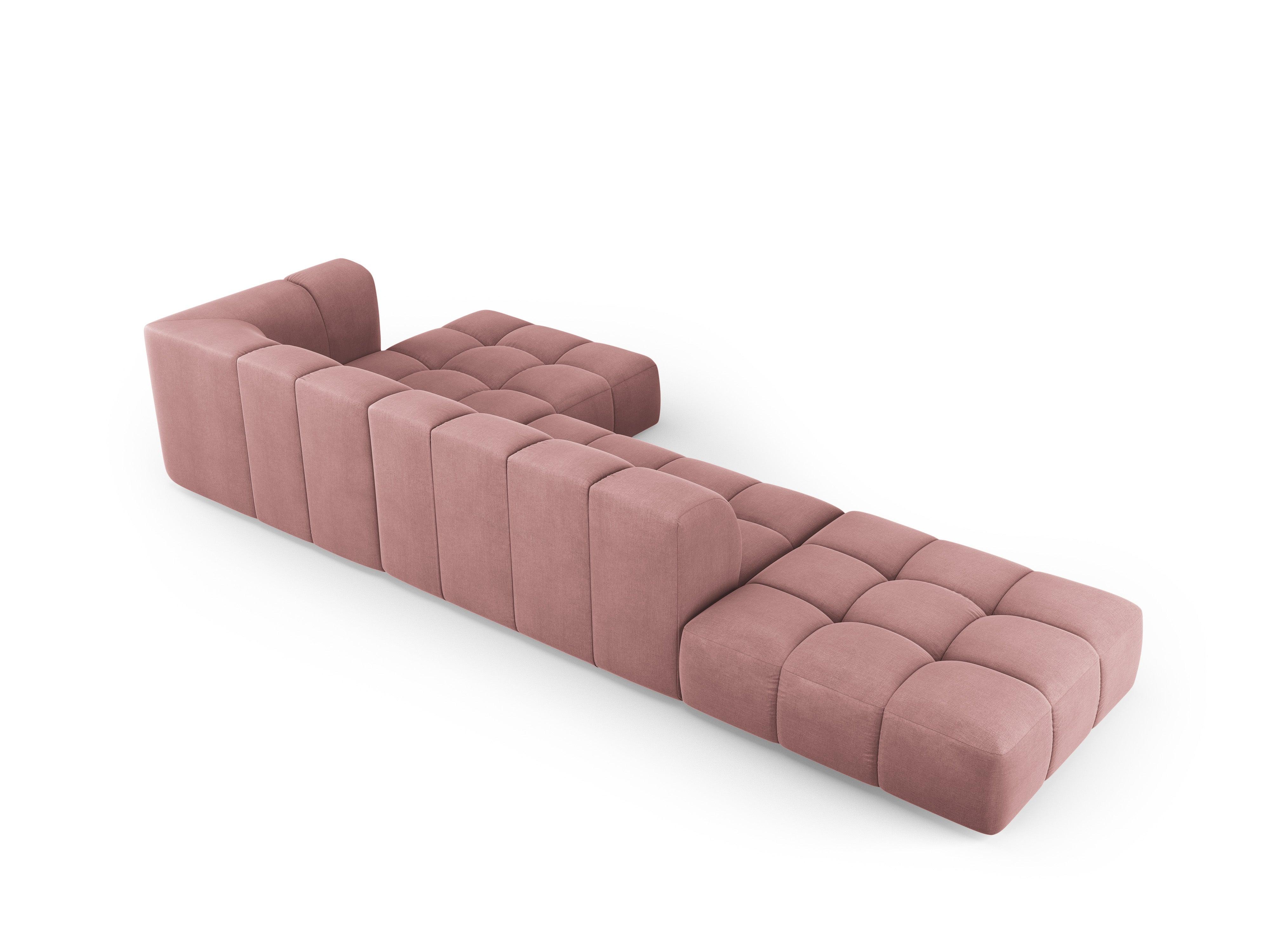 Narożnik 5-osobowy prawostronny otwarty FRANCESCA różowy szenil Milo Casa Eye on Design