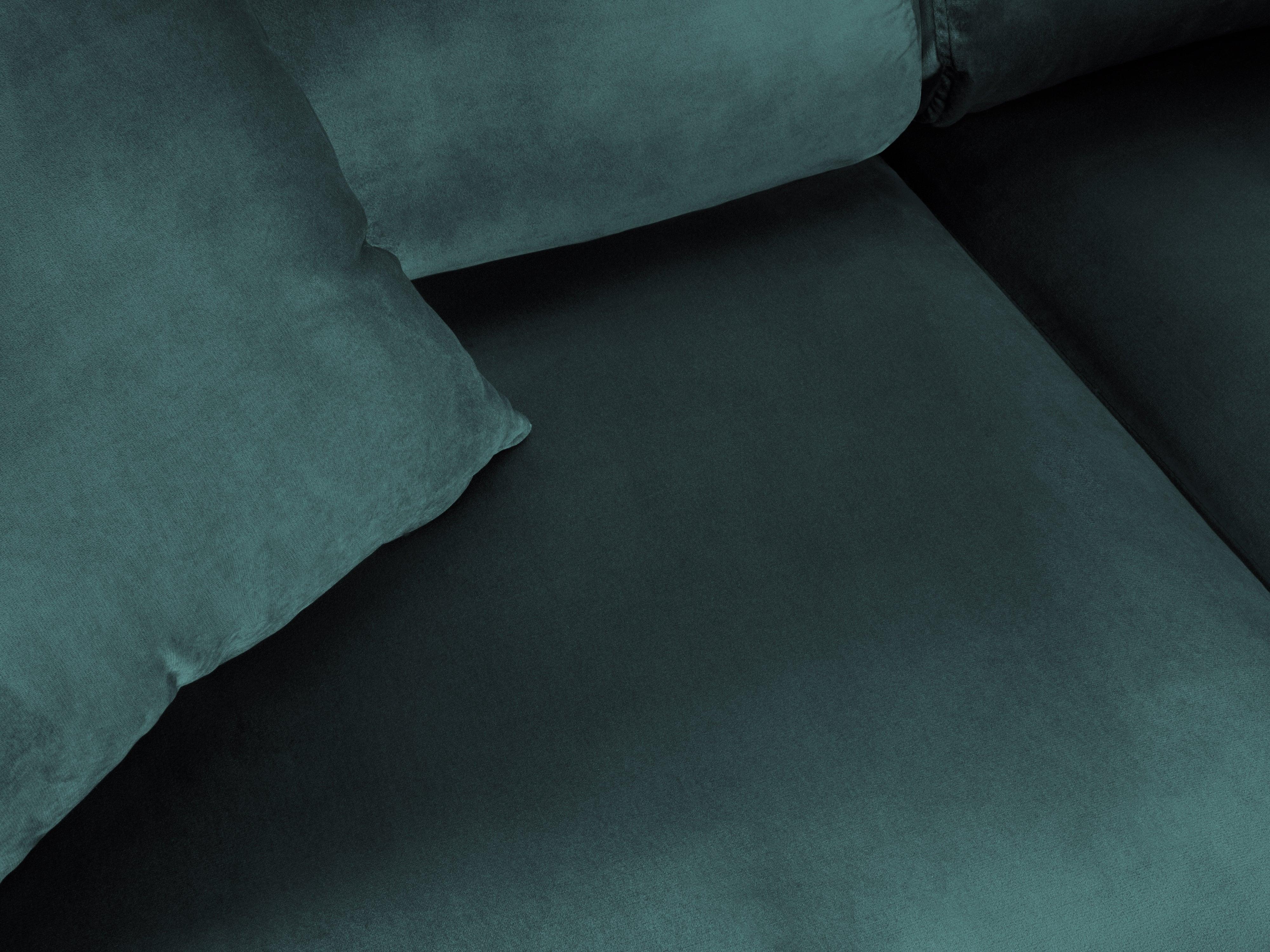 Narożnik 5-osobowy prawostronny z funkcją spania KYOTO petrol z czarną podstawą Cosmopolitan Design Eye on Design