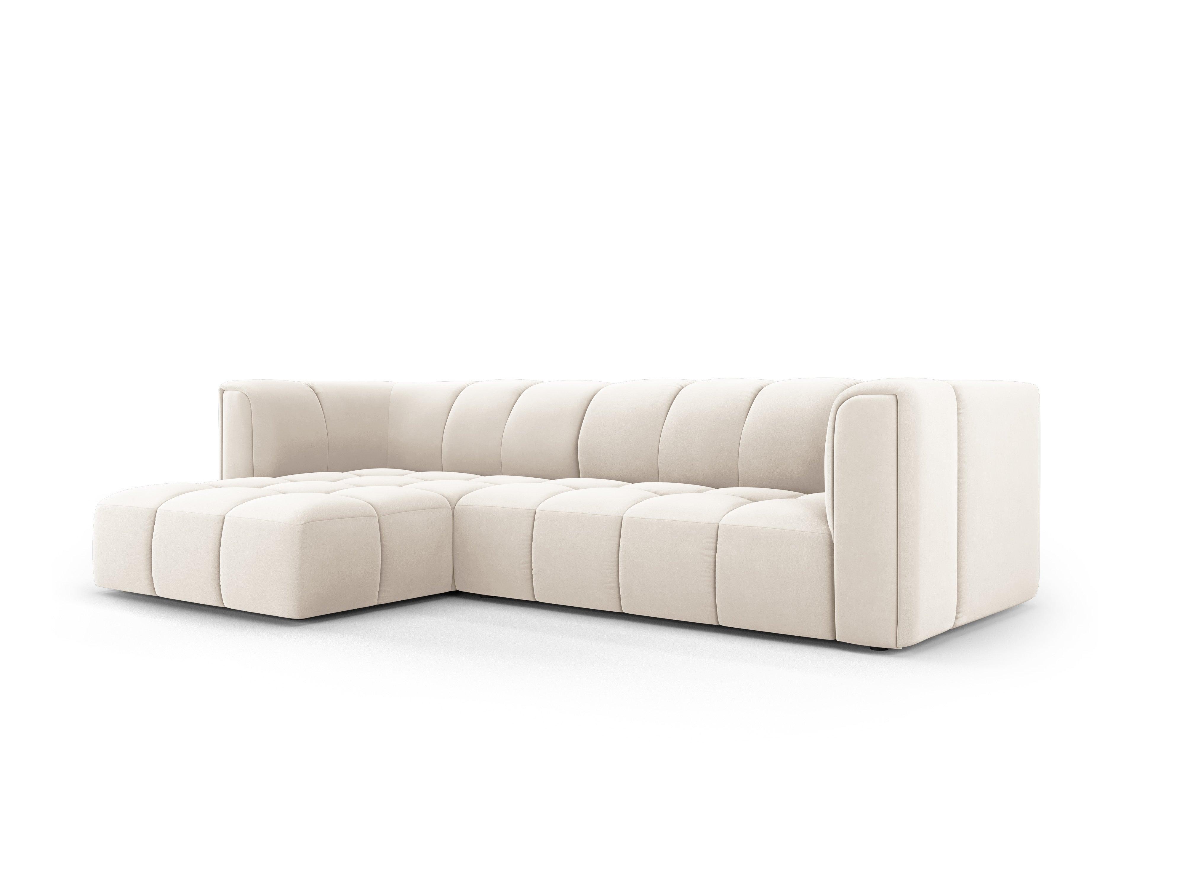 Narożnik aksamitny 3-osobowy lewostronny FRANCESCA jasnobeżowy Milo Casa Eye on Design