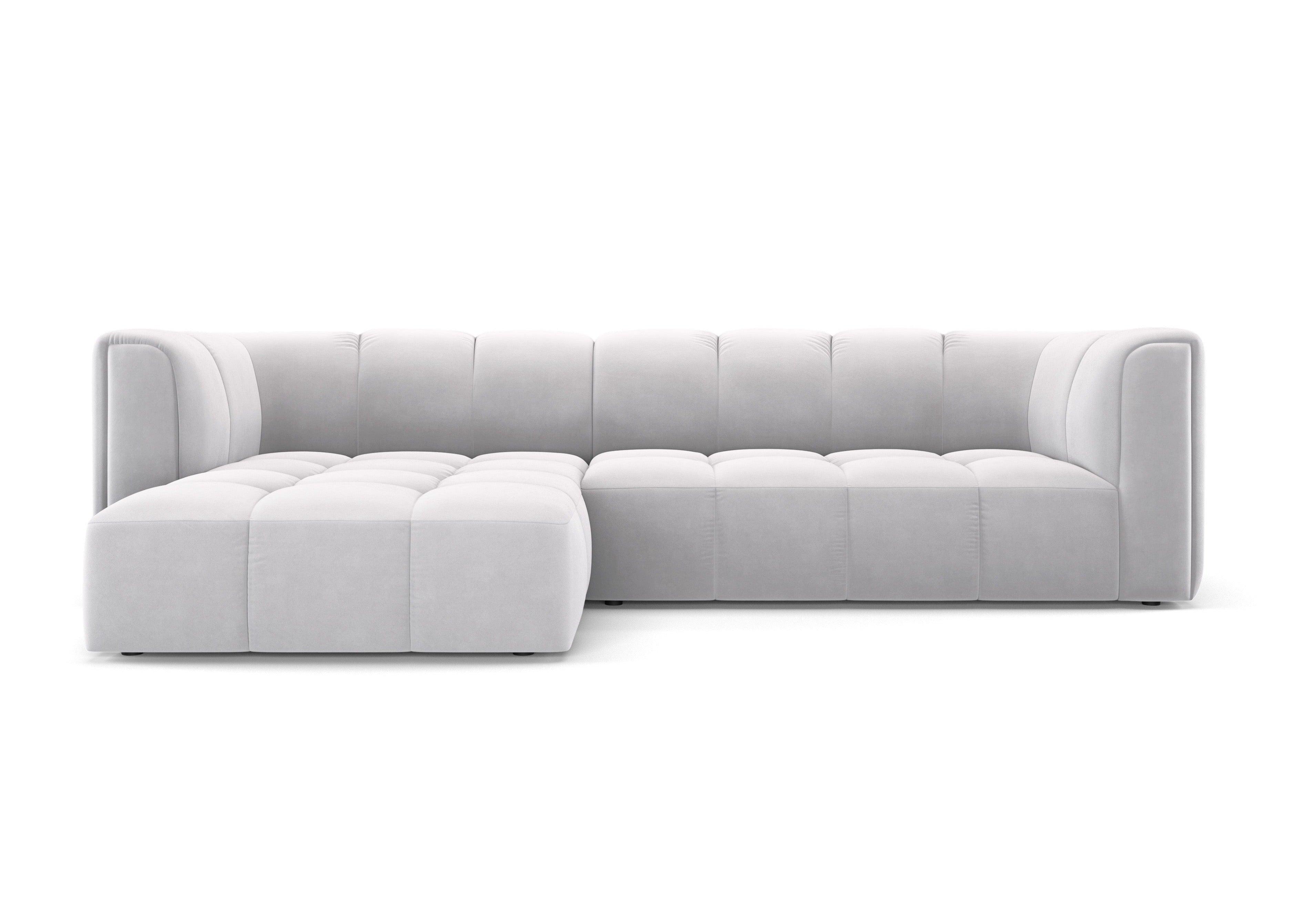 Narożnik aksamitny 3-osobowy lewostronny FRANCESCA srebrny Milo Casa Eye on Design