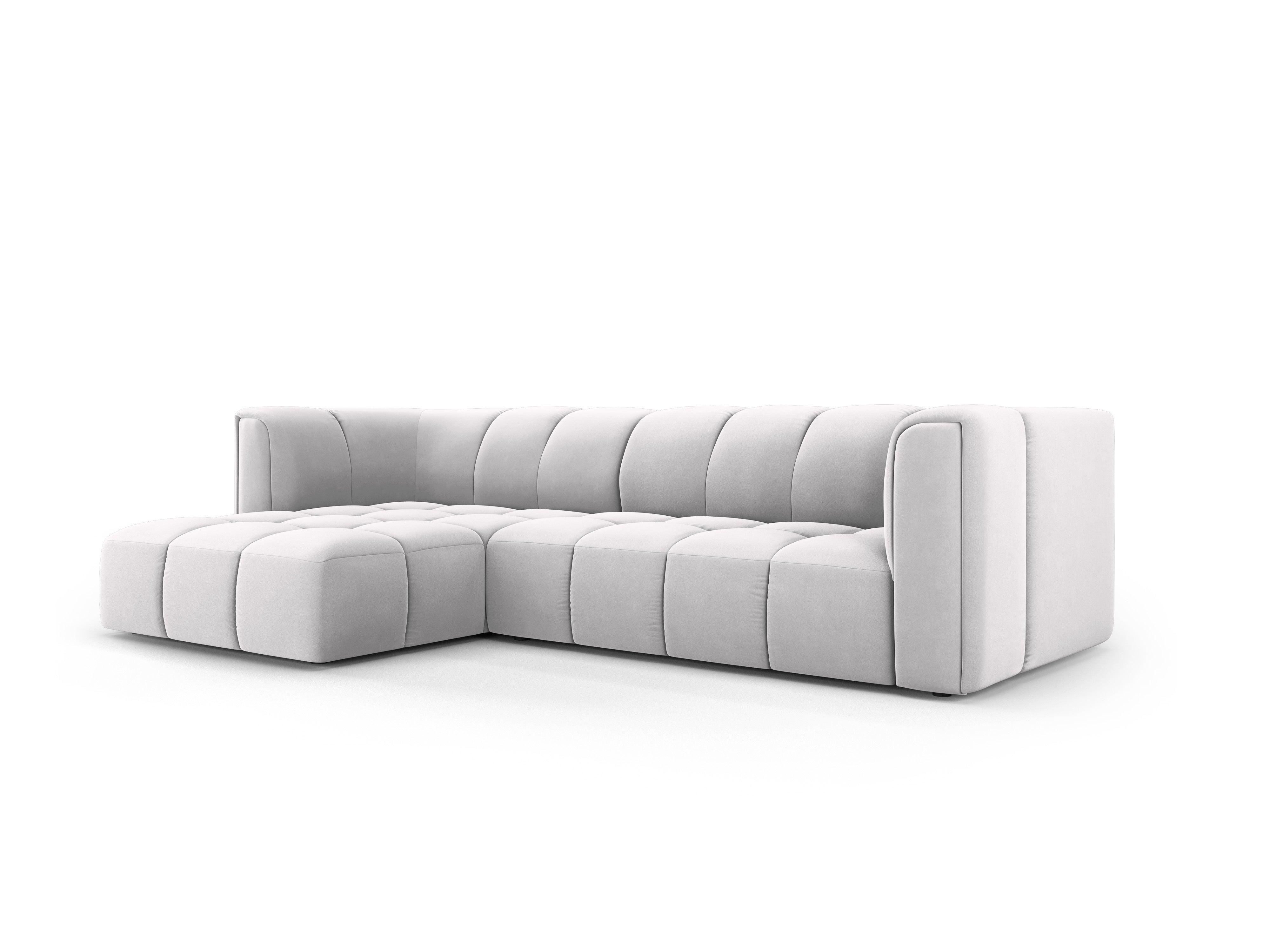 Narożnik aksamitny 3-osobowy lewostronny FRANCESCA srebrny Milo Casa Eye on Design