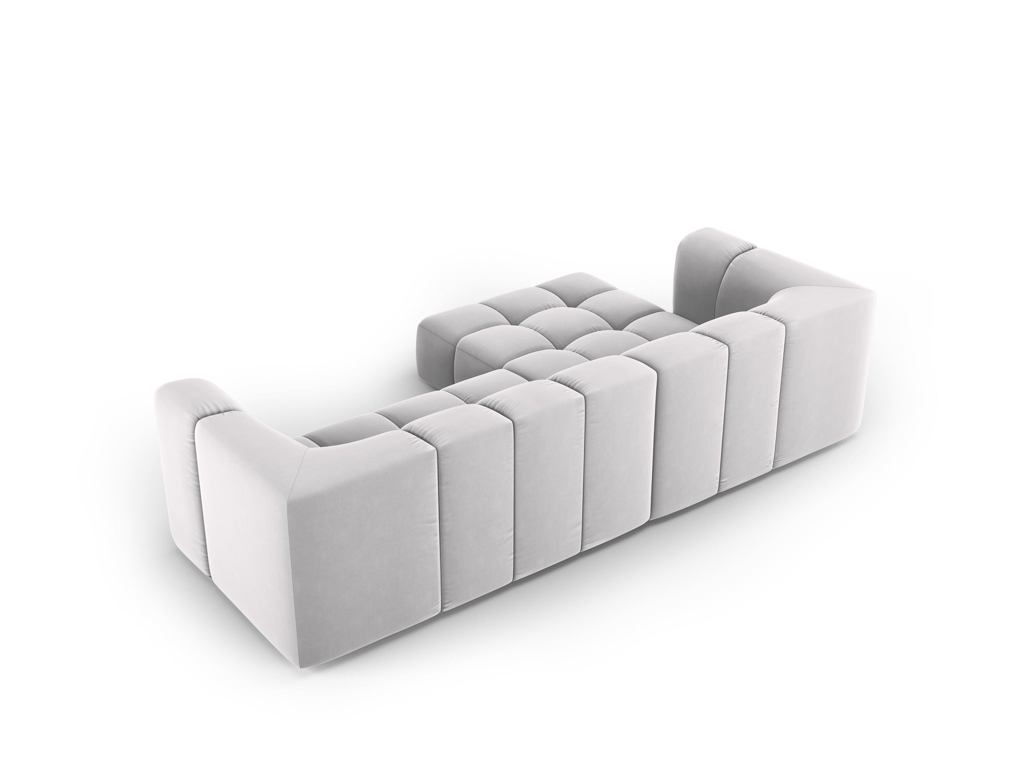 Narożnik aksamitny 3-osobowy lewostronny FRANCESCA srebrny Milo Casa Eye on Design