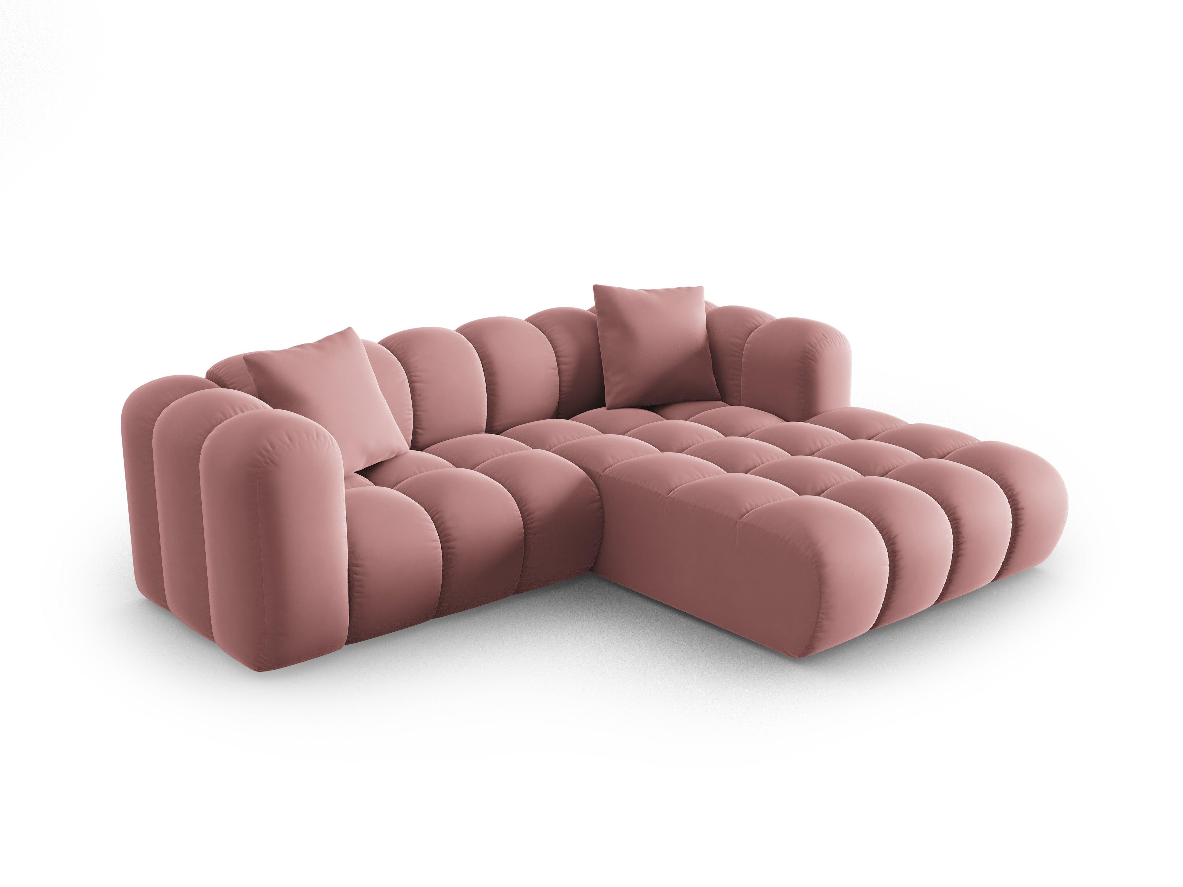 Narożnik aksamitny 3-osobowy prawostronny HALLEY różowy Windsor & Co Eye on Design