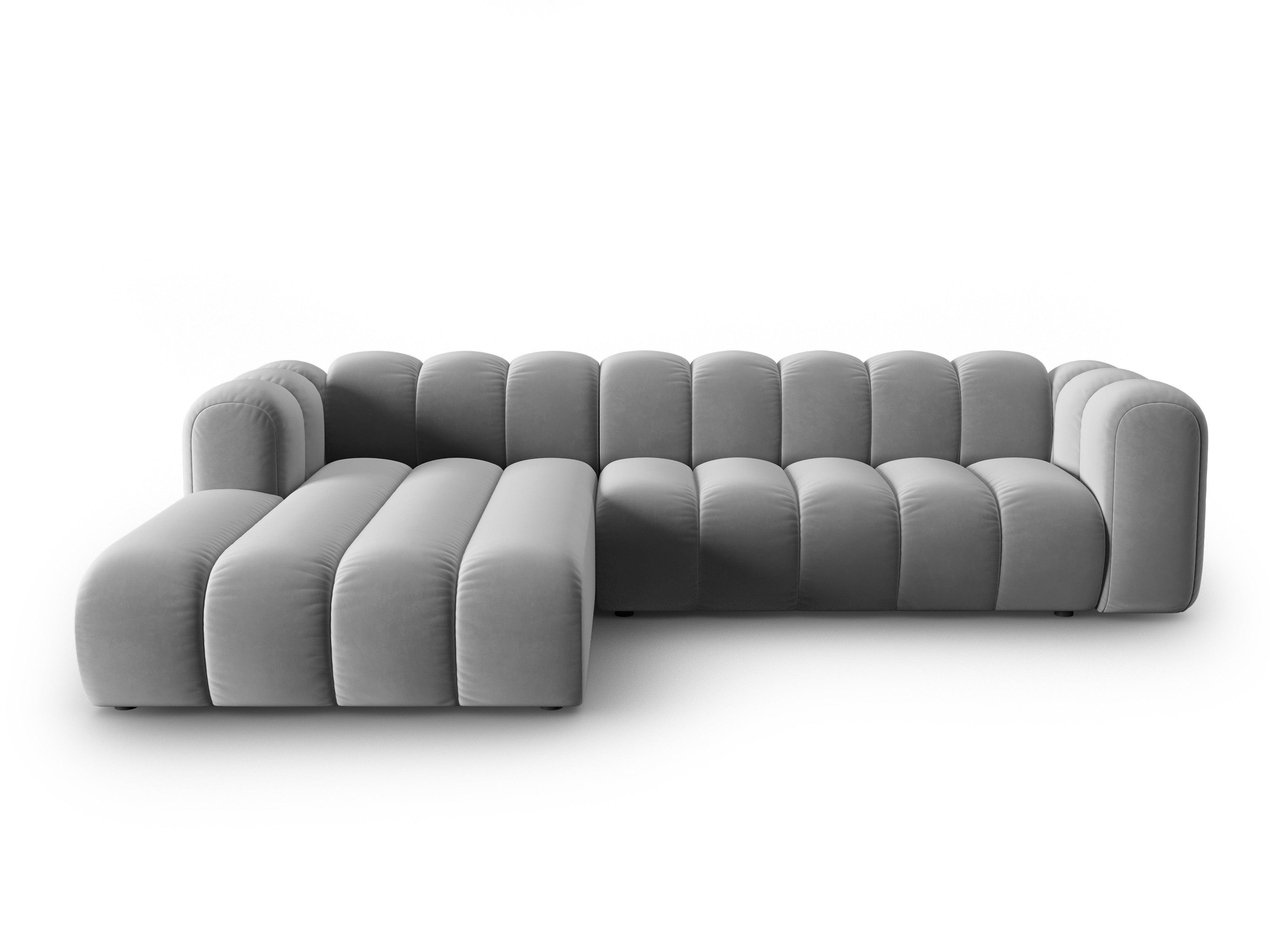 Narożnik aksamitny 4-osobowy lewostronny SKYLER szary Interieurs 86 Eye on Design