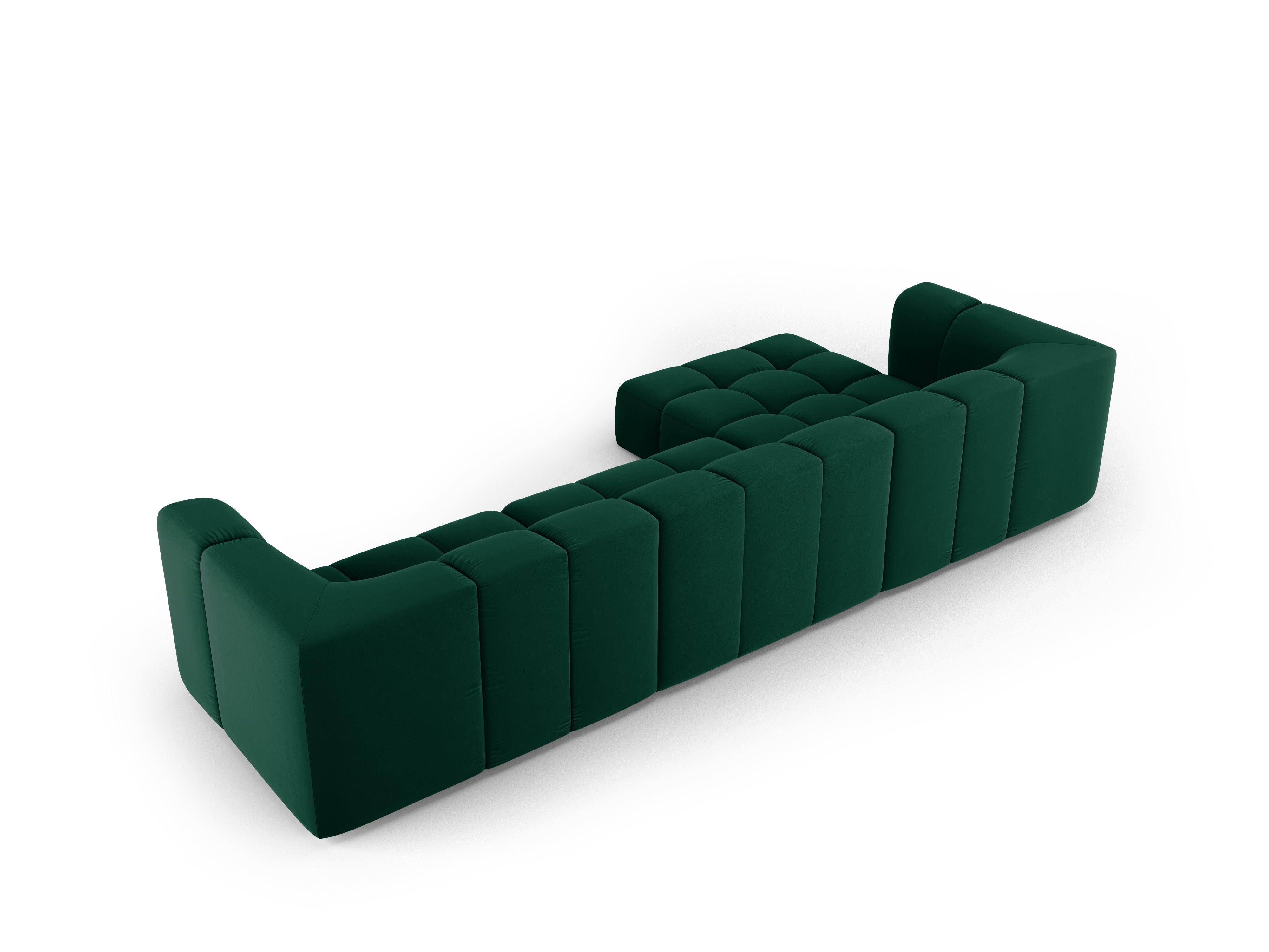 Narożnik aksamitny 5-osobowy lewostronny FRANCESCA butelkowa zieleń Milo Casa Eye on Design