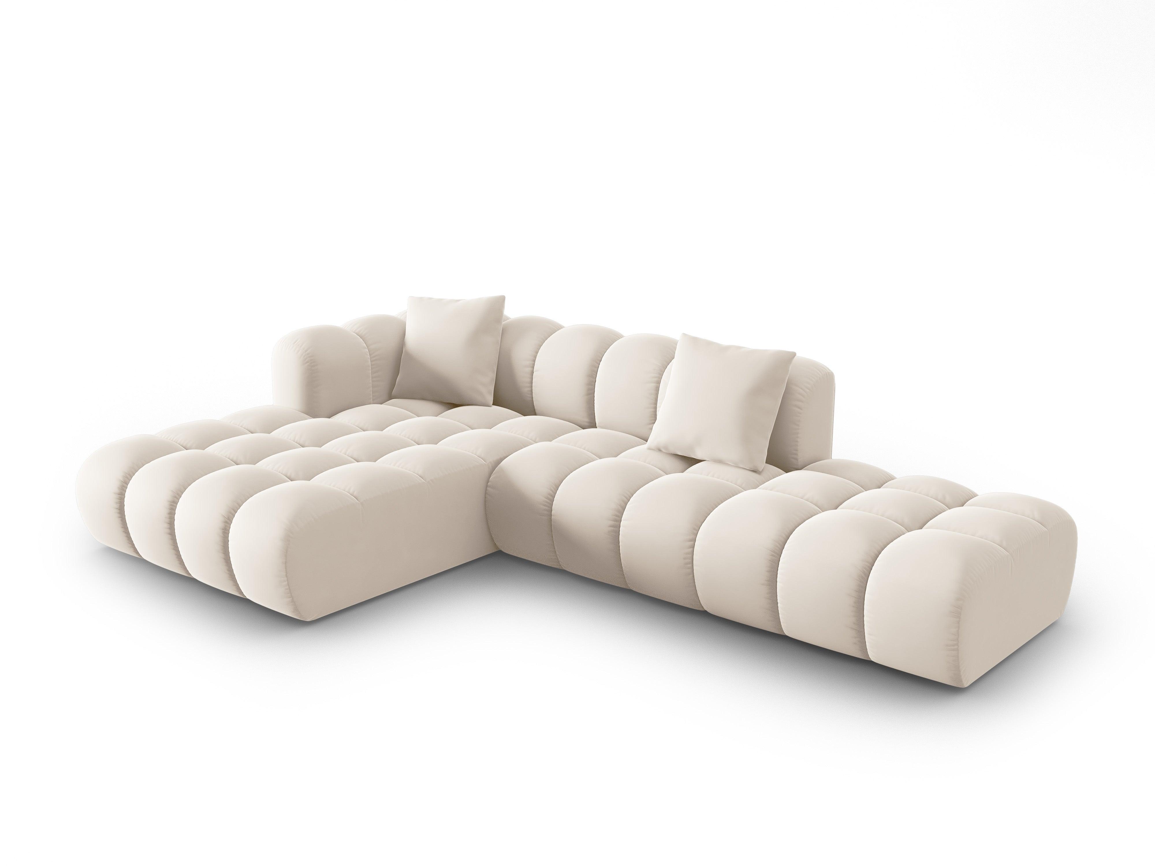 Narożnik aksamitny 5-osobowy lewostronny HALLEY jasnobeżowy Windsor & Co Eye on Design