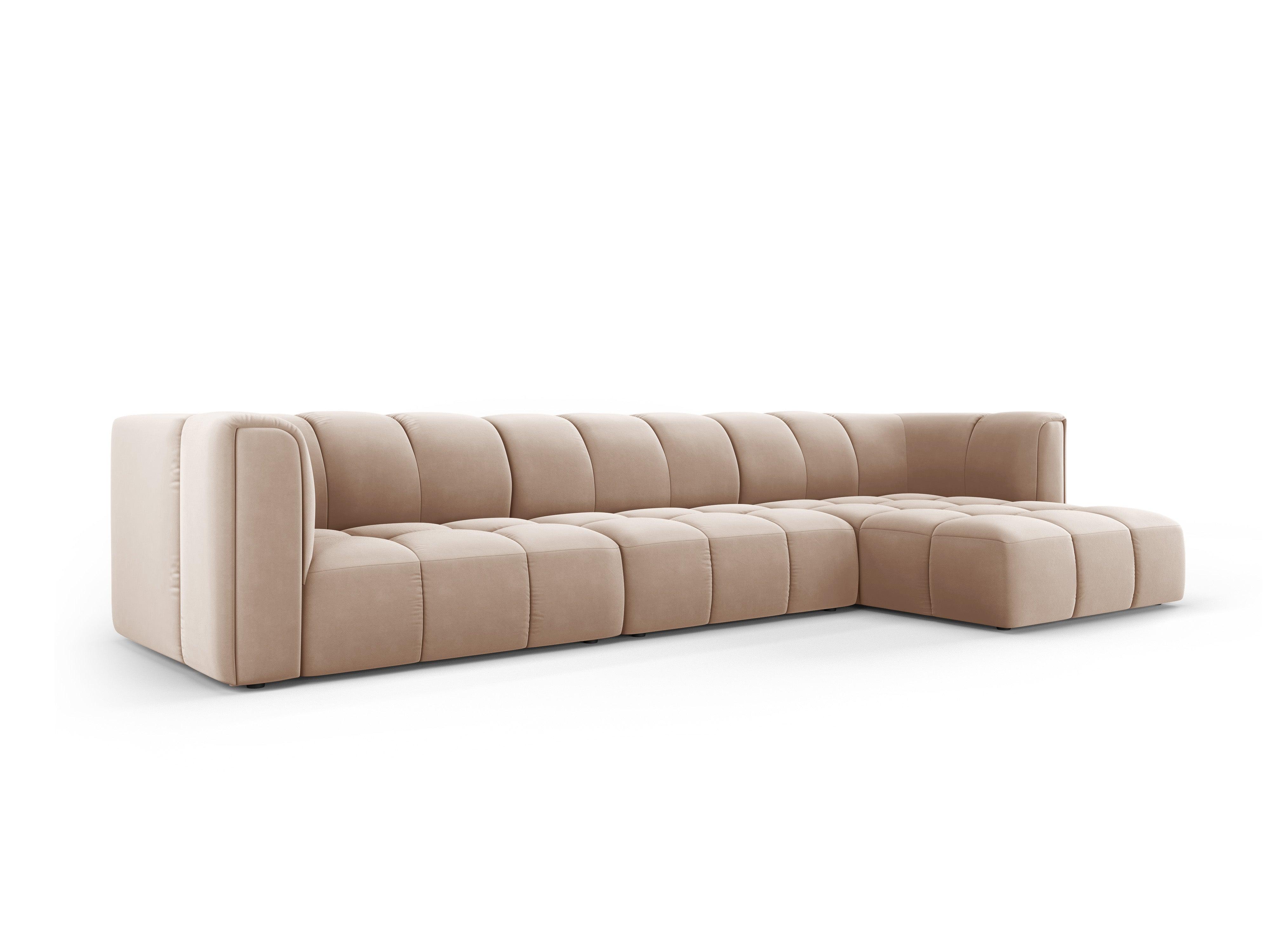 Narożnik aksamitny 5-osobowy prawostronny FRANCESCA beżowy Milo Casa Eye on Design