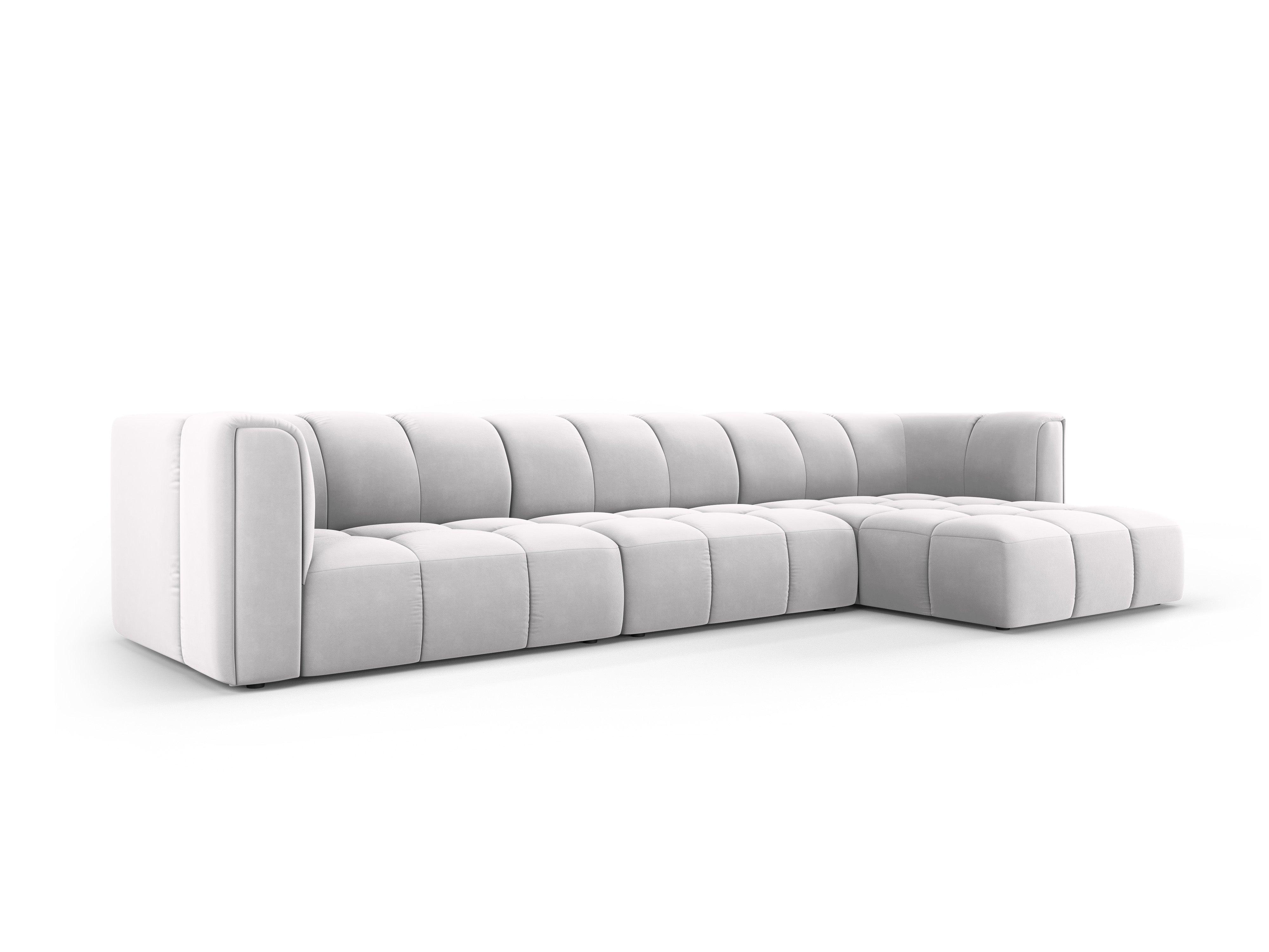 Narożnik aksamitny 5-osobowy prawostronny FRANCESCA srebrny Milo Casa Eye on Design