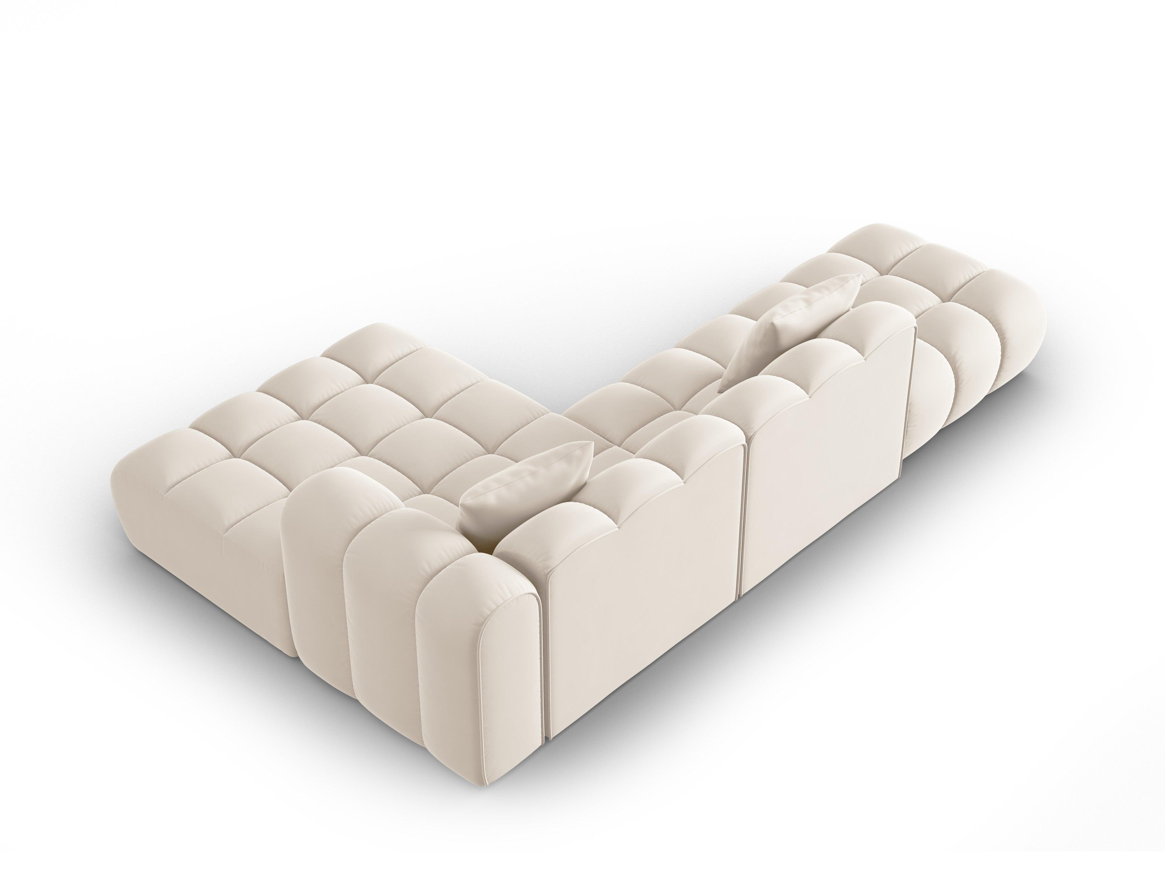 Narożnik aksamitny 5-osobowy prawostronny HALLEY jasnobeżowy Windsor & Co Eye on Design