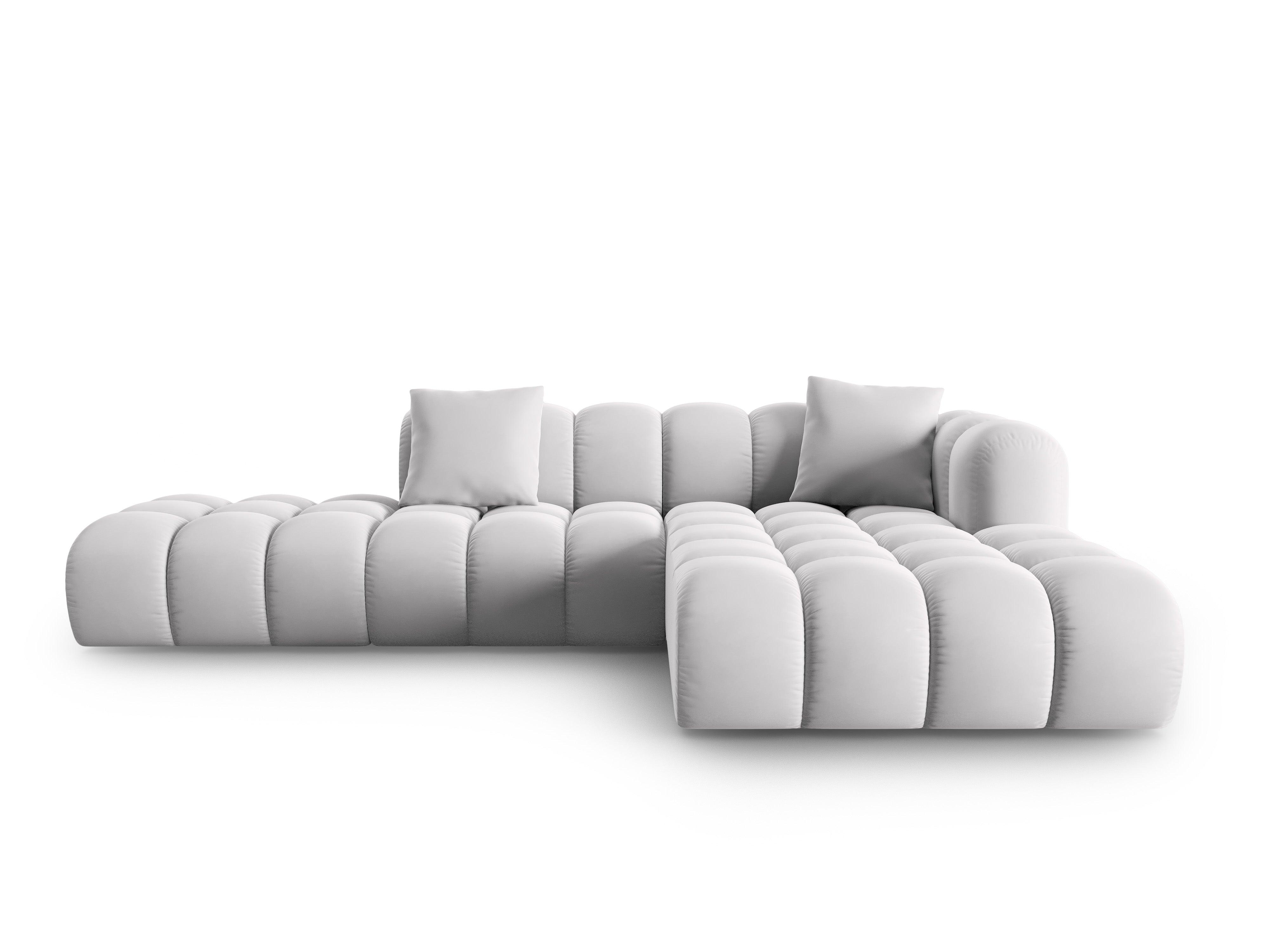 Narożnik aksamitny 5-osobowy prawostronny HALLEY srebrny Windsor & Co Eye on Design