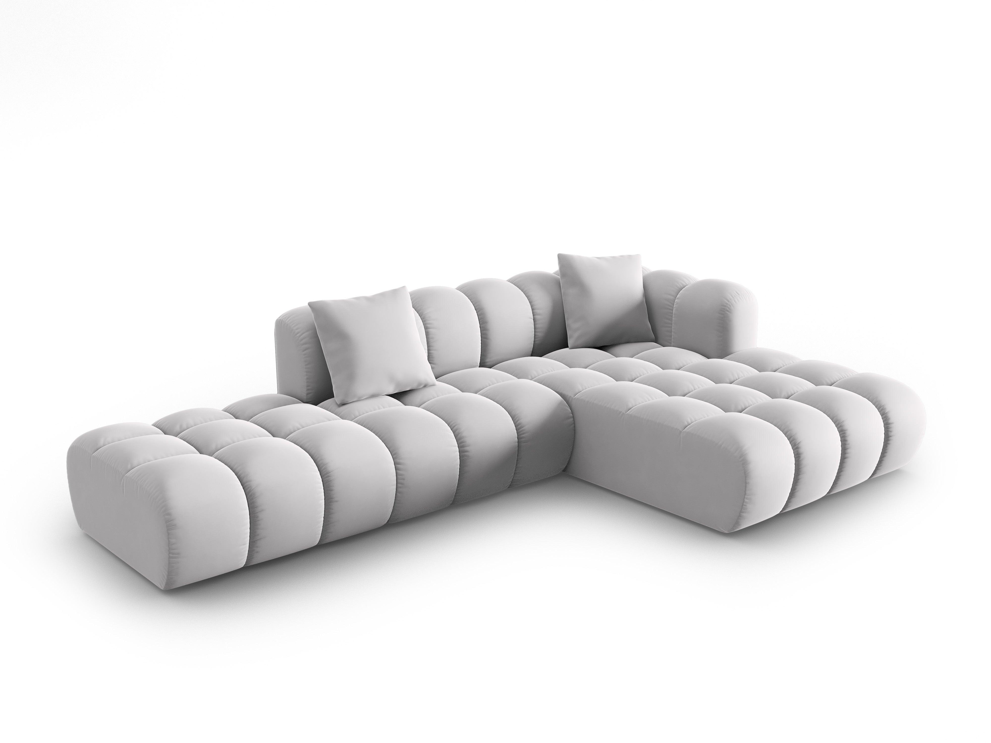 Narożnik aksamitny 5-osobowy prawostronny HALLEY srebrny Windsor & Co Eye on Design