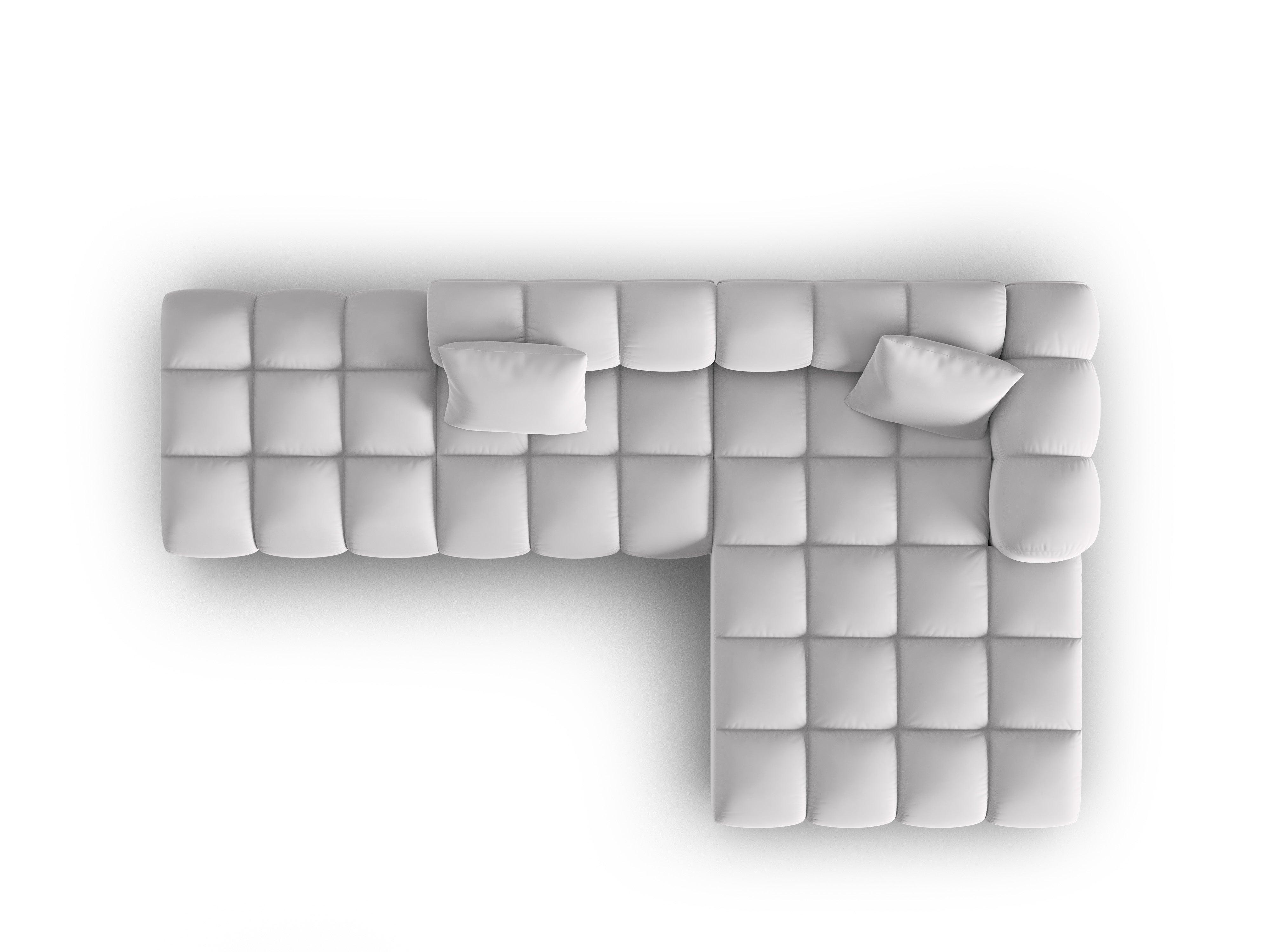 Narożnik aksamitny 5-osobowy prawostronny HALLEY srebrny Windsor & Co Eye on Design