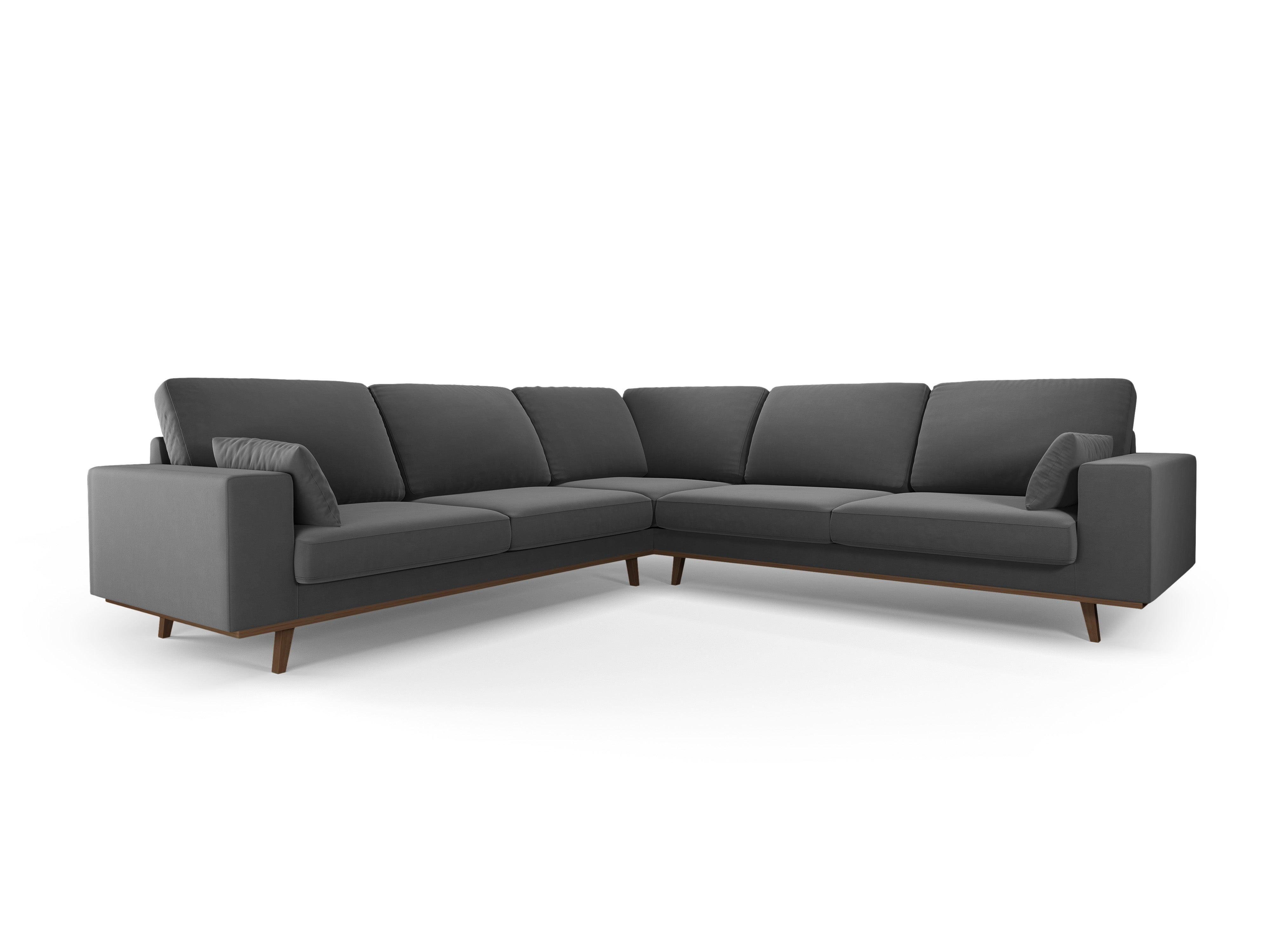 Narożnik aksamitny 5-osobowy symetryczny HEBE ciemnoszary Mazzini Sofas Eye on Design